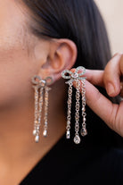 Stone Bundle Dangle Bow Earrings-Stud Earrings-Krush Kandy, Women's Online Fashion Boutique Located in Phoenix, Arizona (Scottsdale Area)