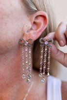 Stone Bundle Dangle Bow Earrings-Stud Earrings-Krush Kandy, Women's Online Fashion Boutique Located in Phoenix, Arizona (Scottsdale Area)