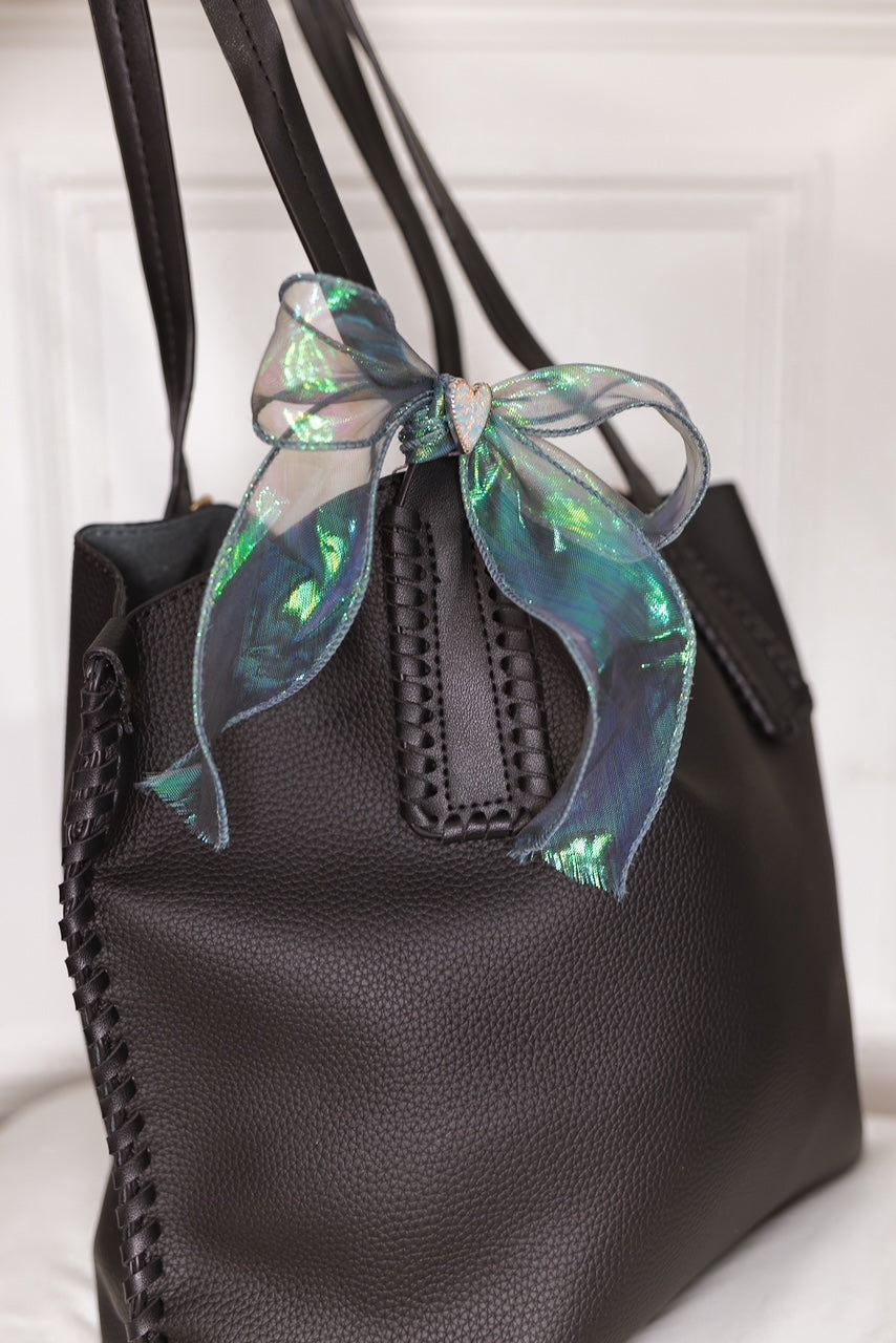 Multi Foil Ribbon With Versatile Heart Charm-Krush Kandy, Women's Online Fashion Boutique Located in Phoenix, Arizona (Scottsdale Area)