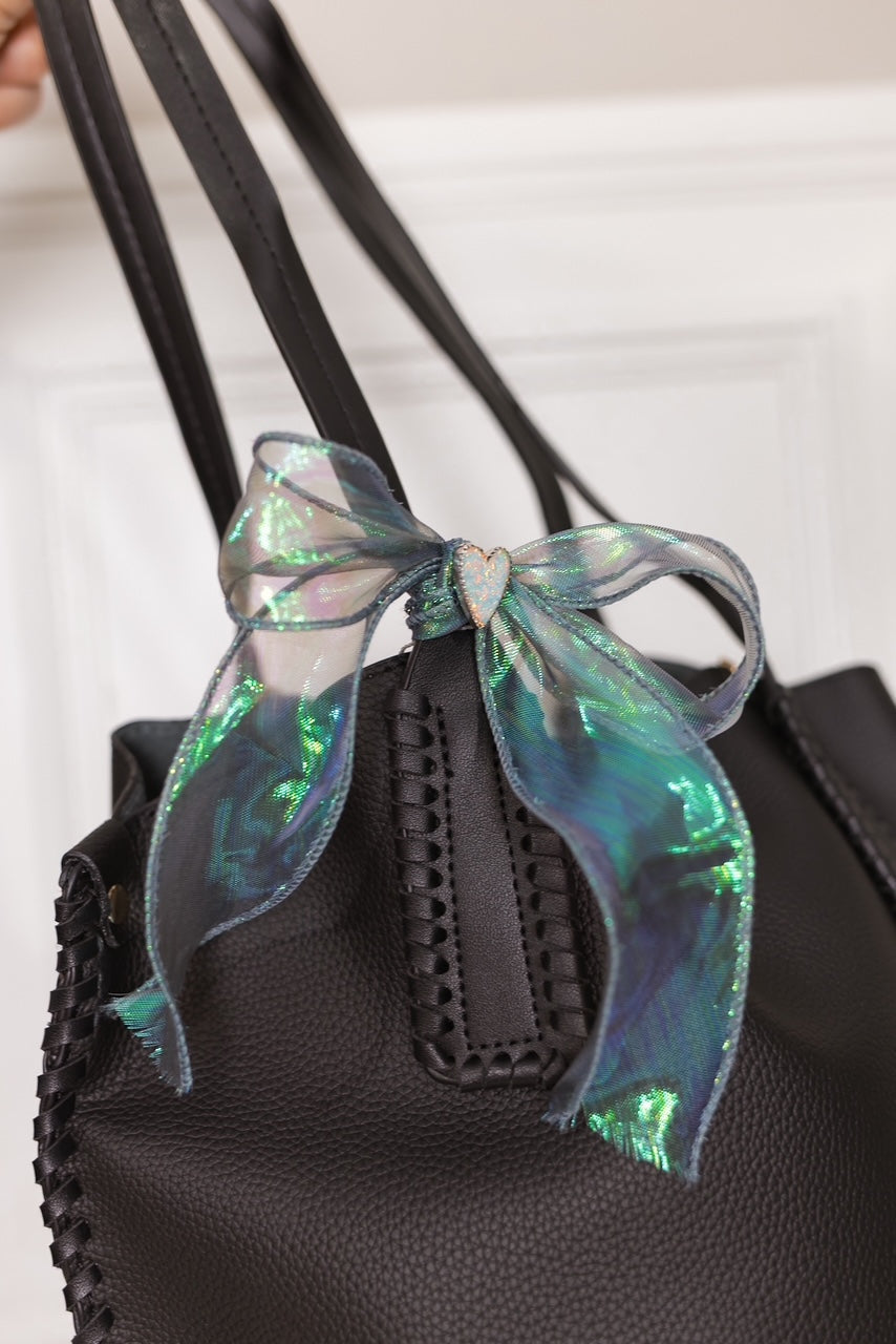 Multi Foil Ribbon With Versatile Heart Charm-Krush Kandy, Women's Online Fashion Boutique Located in Phoenix, Arizona (Scottsdale Area)