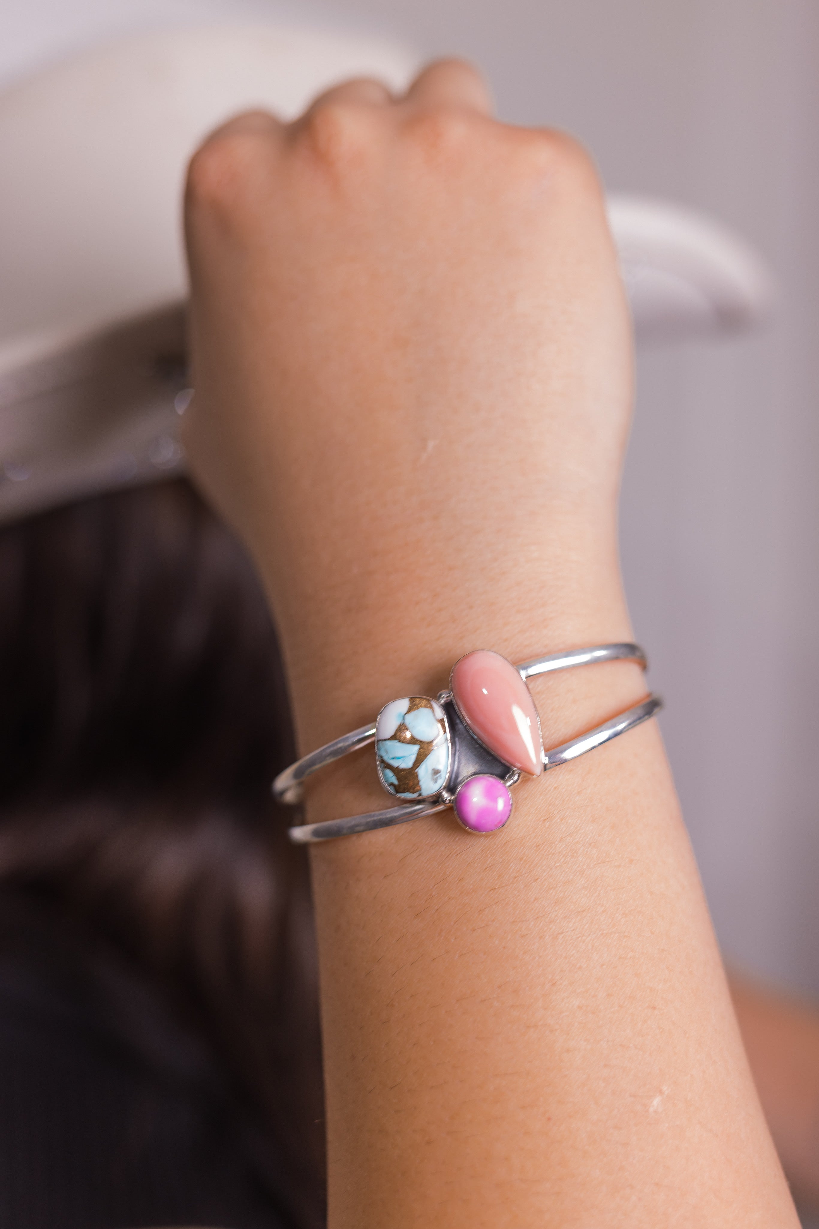 Pink Conch & Cotton Kandy Cuffs-Bracelets-Krush Kandy, Women's Online Fashion Boutique Located in Phoenix, Arizona (Scottsdale Area)