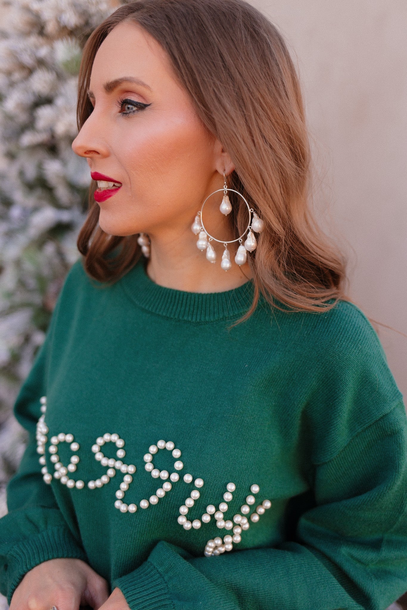 Pearl Cluster Hoop Earrings PREORDER-Stud Earrings-Krush Kandy, Women's Online Fashion Boutique Located in Phoenix, Arizona (Scottsdale Area)