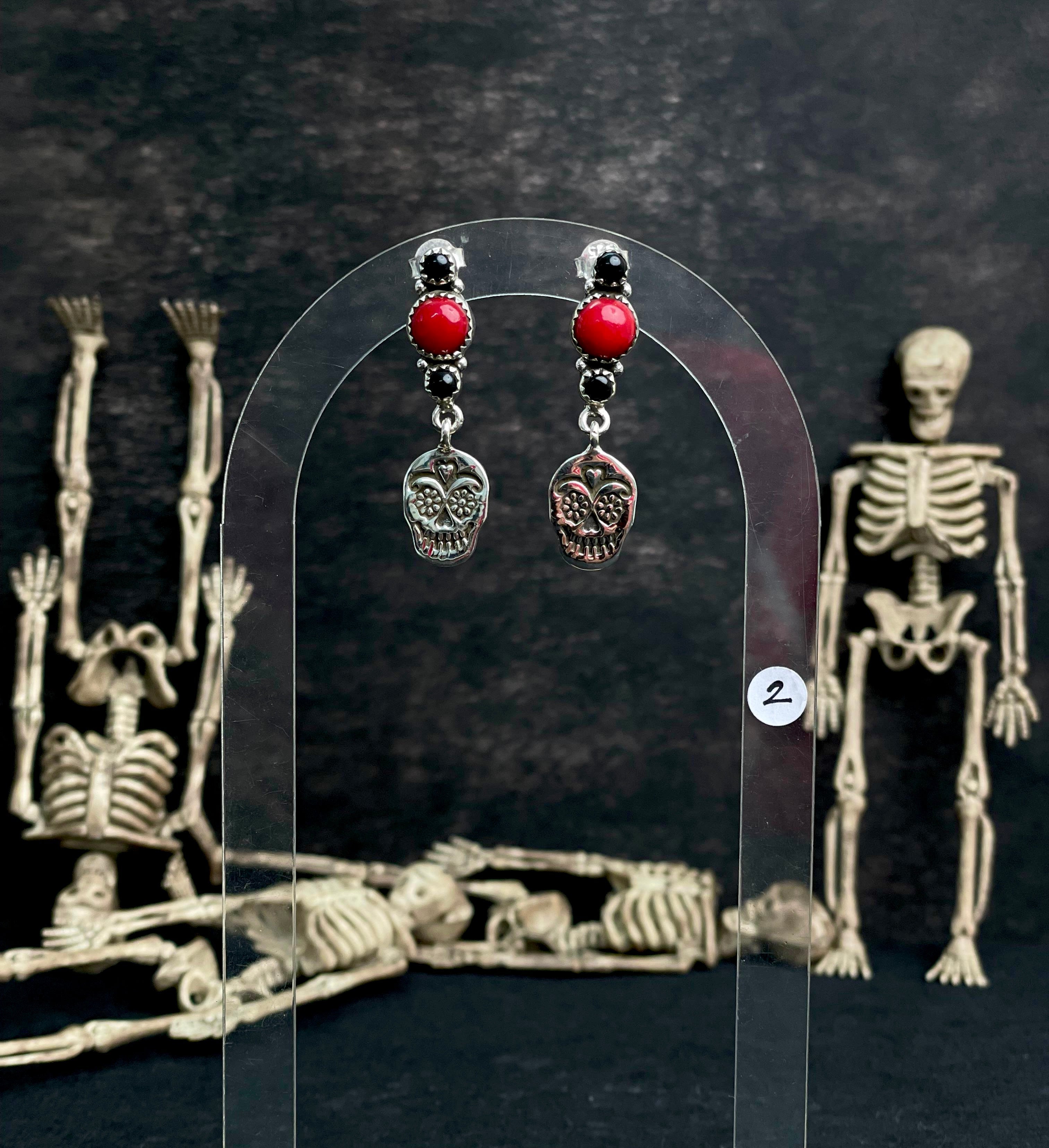 Halloween Studs Rosarita & Black Onyx sno 18-Earrings-Krush Kandy, Women's Online Fashion Boutique Located in Phoenix, Arizona (Scottsdale Area)
