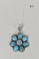 Sterling Silver Crystal and Gemstone Daisy Necklace-Gemstone Bracelets-Krush Kandy, Women's Online Fashion Boutique Located in Phoenix, Arizona (Scottsdale Area)