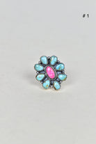 Turquoise Halo Delight Ring-Cluster Rings-Krush Kandy, Women's Online Fashion Boutique Located in Phoenix, Arizona (Scottsdale Area)