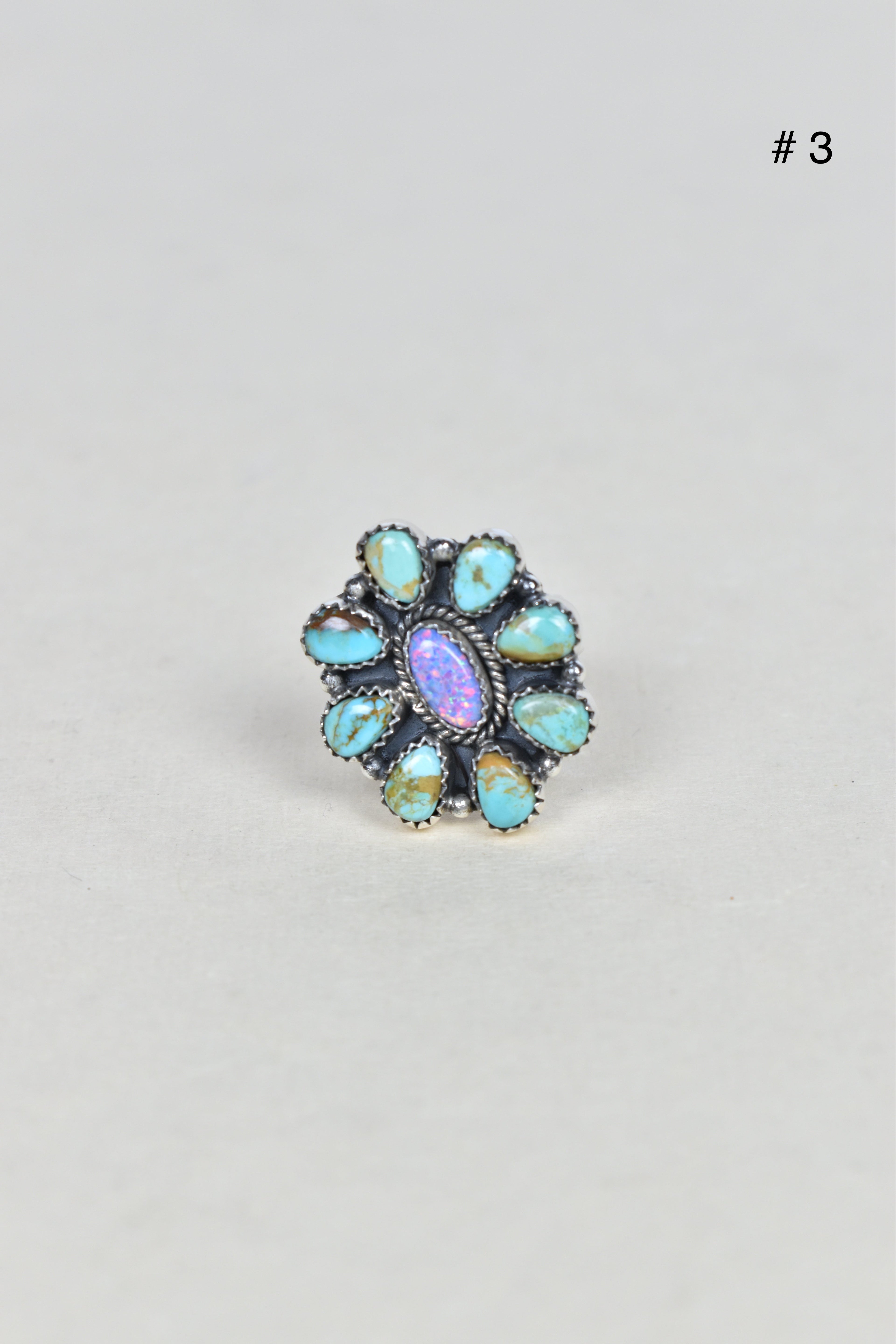 Turquoise Halo Delight Ring-Cluster Rings-Krush Kandy, Women's Online Fashion Boutique Located in Phoenix, Arizona (Scottsdale Area)