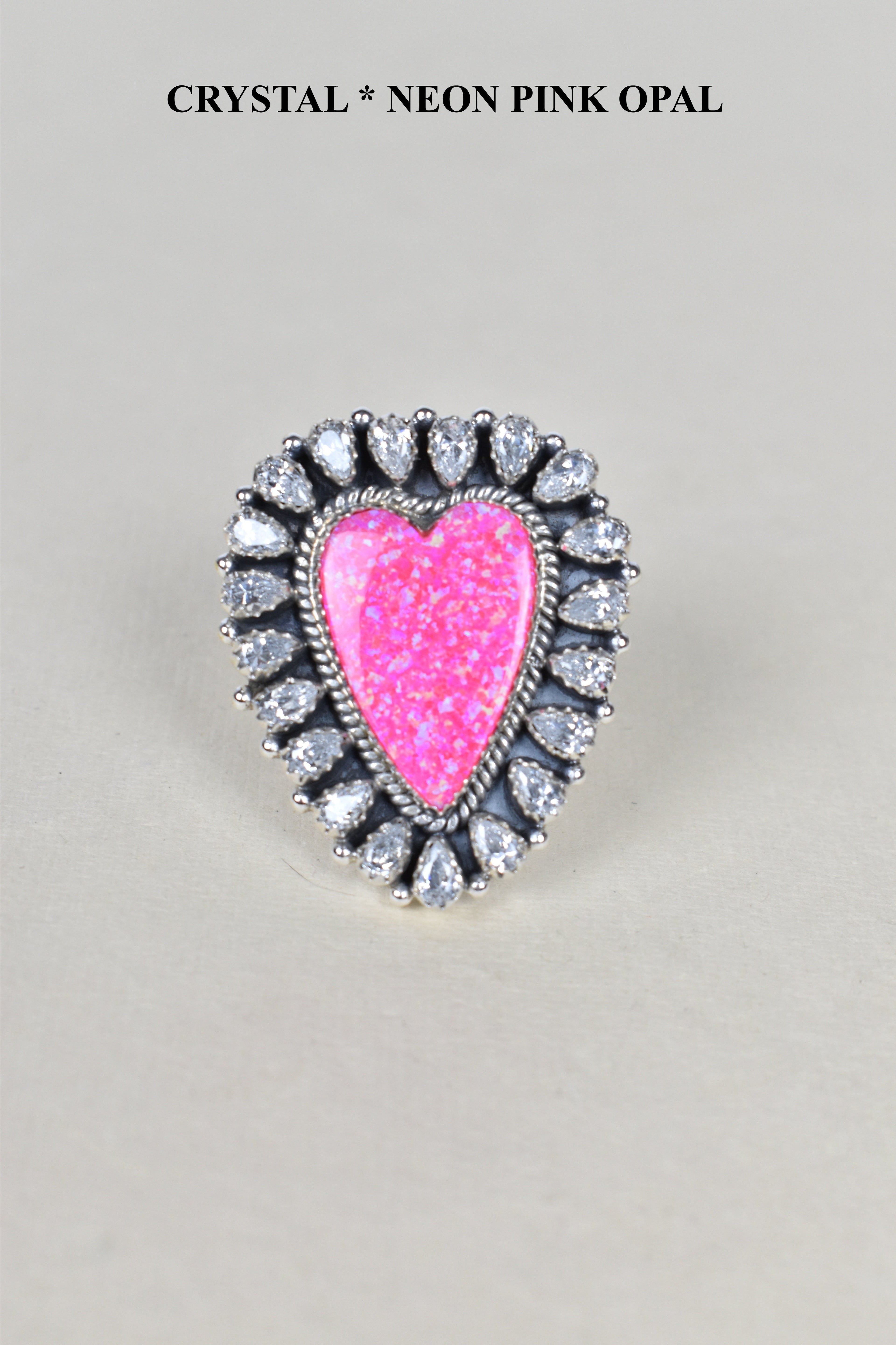 Heart Cluster Sterling Silver & Opal Rings-Cluster Rings-Krush Kandy, Women's Online Fashion Boutique Located in Phoenix, Arizona (Scottsdale Area)