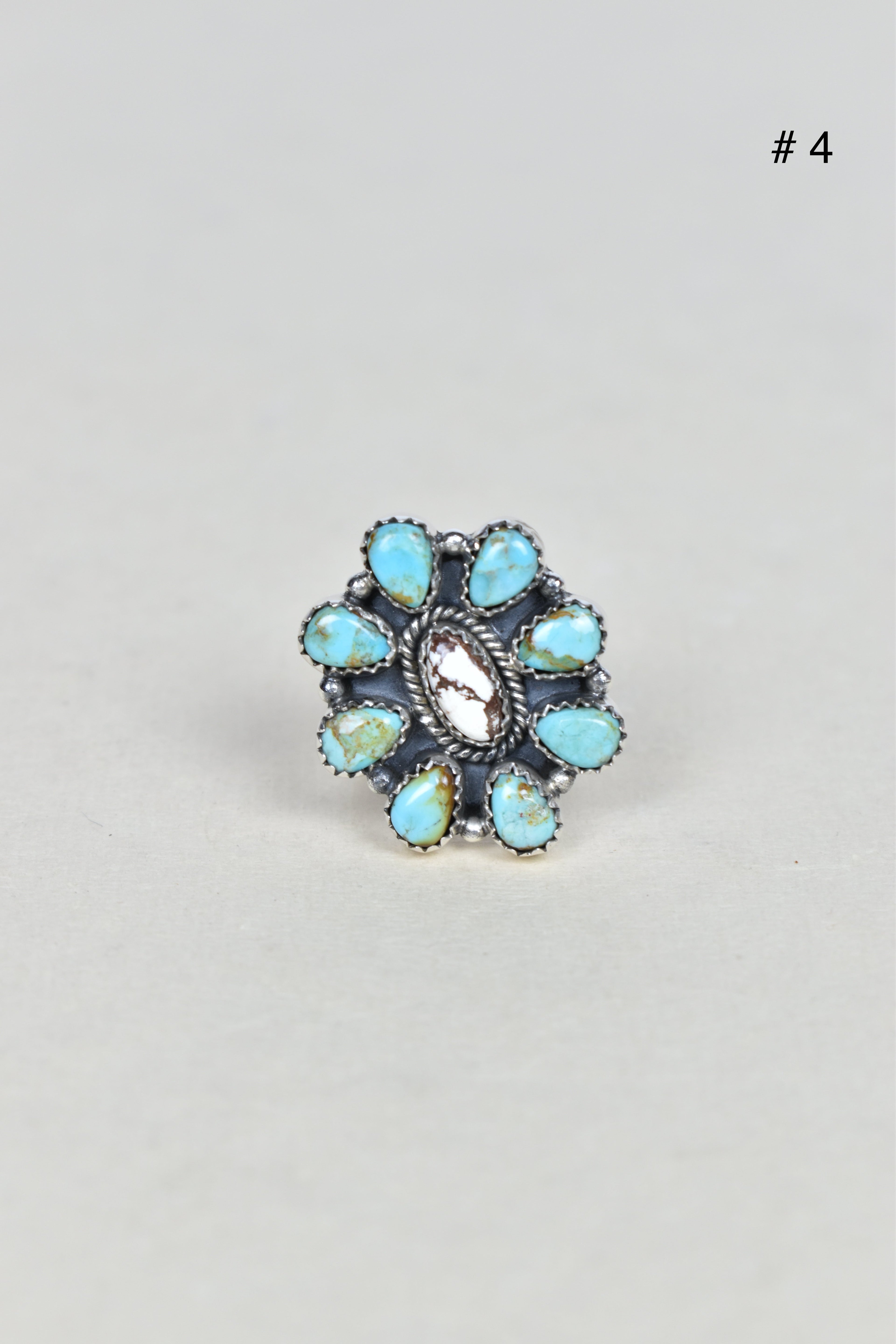 Turquoise Halo Delight Ring-Cluster Rings-Krush Kandy, Women's Online Fashion Boutique Located in Phoenix, Arizona (Scottsdale Area)