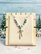 Winter Frost Golden Hills & White Shell Bow Necklace-Necklaces-Krush Kandy, Women's Online Fashion Boutique Located in Phoenix, Arizona (Scottsdale Area)