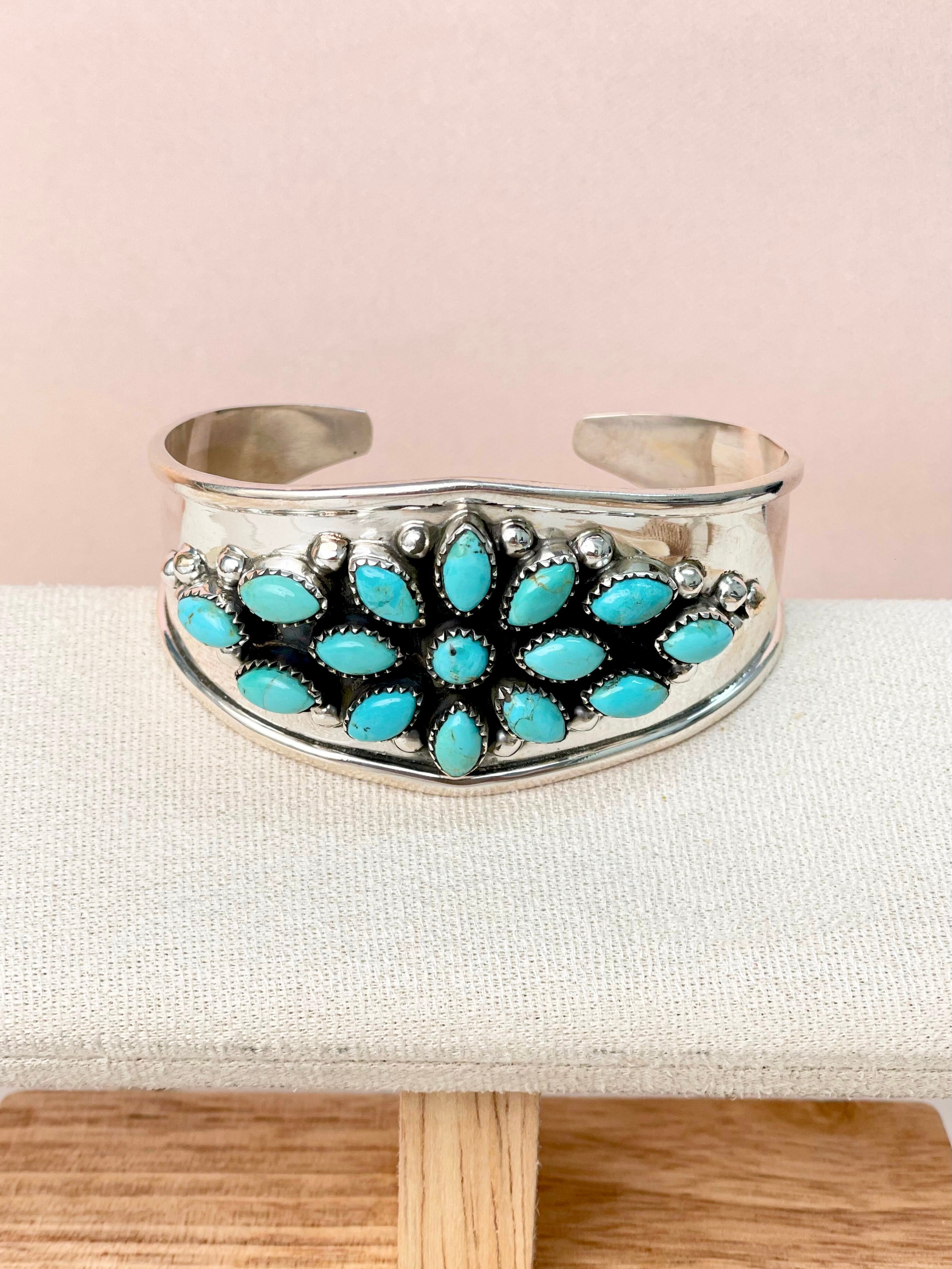 Windflower Trail Turquoise Statement Cuff-Bracelets-Krush Kandy, Women's Online Fashion Boutique Located in Phoenix, Arizona (Scottsdale Area)