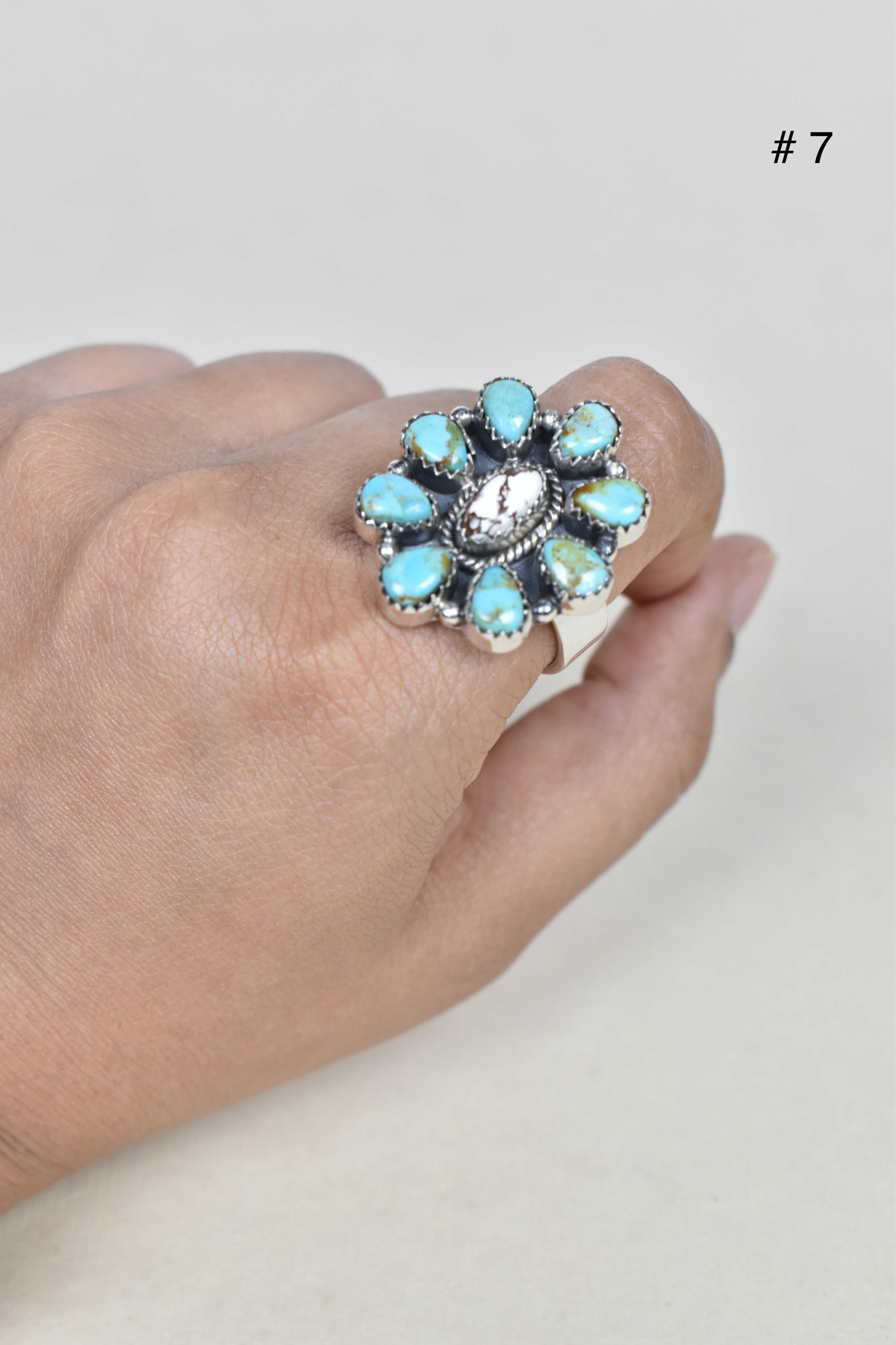 Turquoise Halo Delight Ring-Cluster Rings-Krush Kandy, Women's Online Fashion Boutique Located in Phoenix, Arizona (Scottsdale Area)