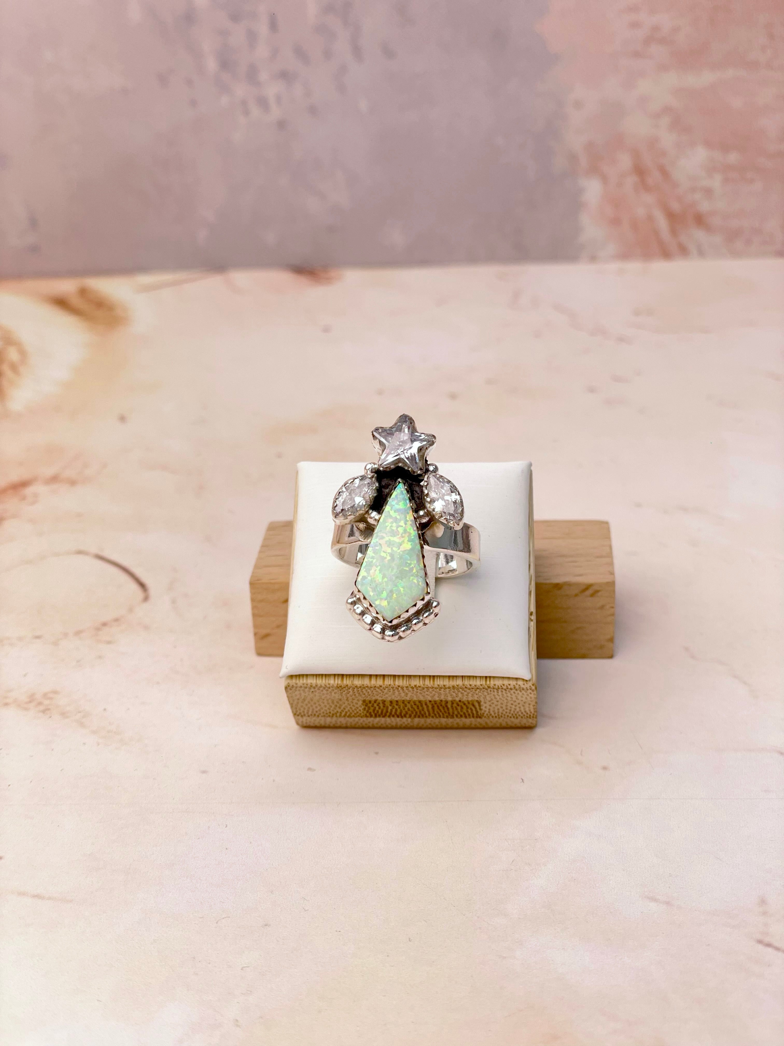Kite Shaped Opal CZ Rings-Rings-Krush Kandy, Women's Online Fashion Boutique Located in Phoenix, Arizona (Scottsdale Area)