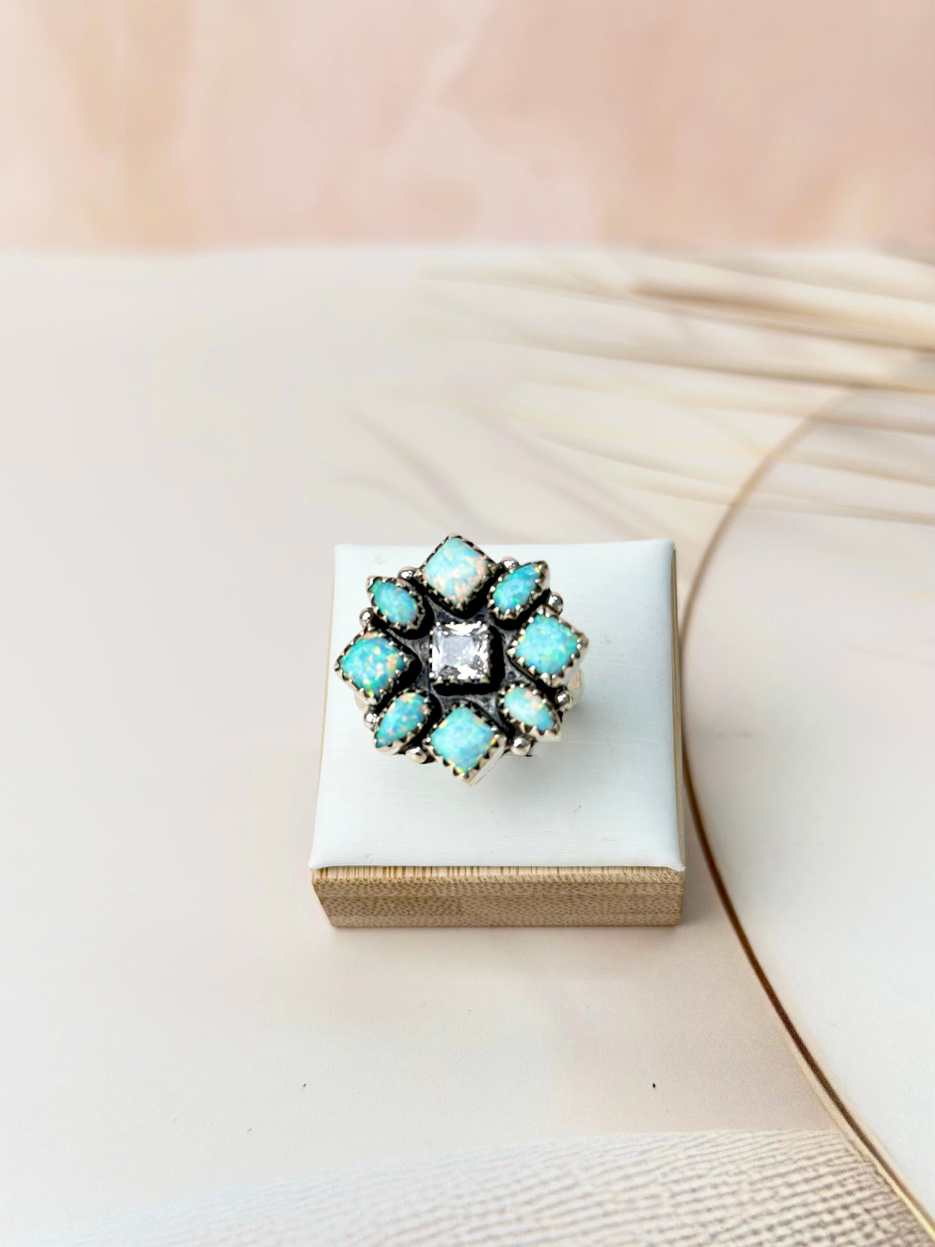 Multi Opal & Crystal Cluster Rings-Rings-Krush Kandy, Women's Online Fashion Boutique Located in Phoenix, Arizona (Scottsdale Area)