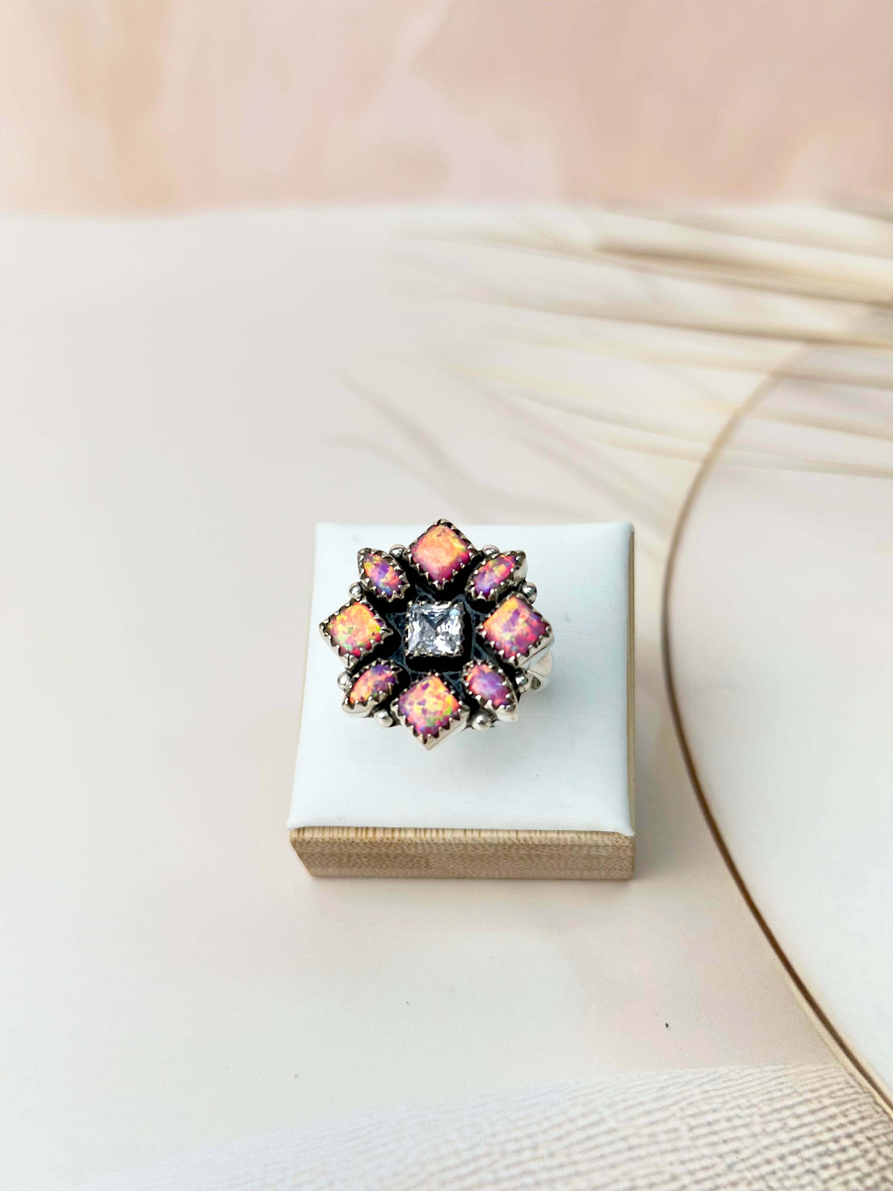 Multi Opal & Crystal Cluster Rings-Rings-Krush Kandy, Women's Online Fashion Boutique Located in Phoenix, Arizona (Scottsdale Area)