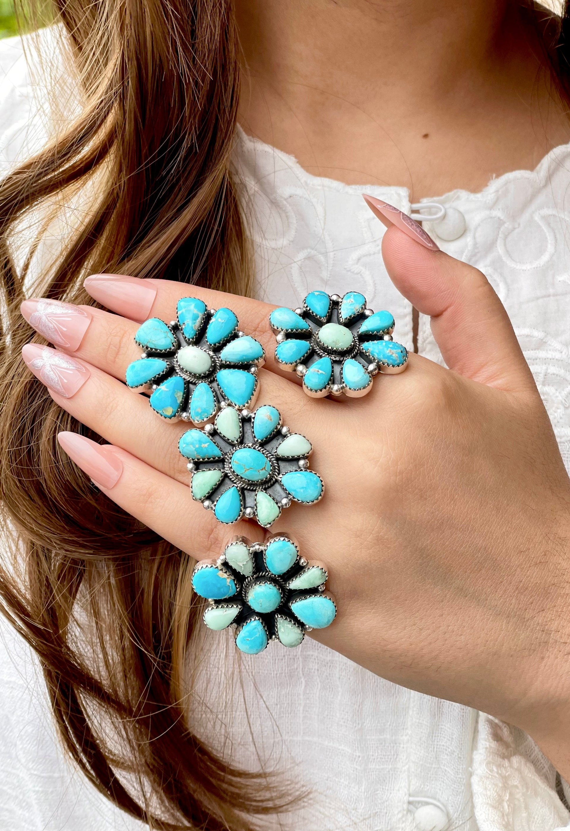 White Water Turquoise Paloma Western Rings 10 – My Julrae