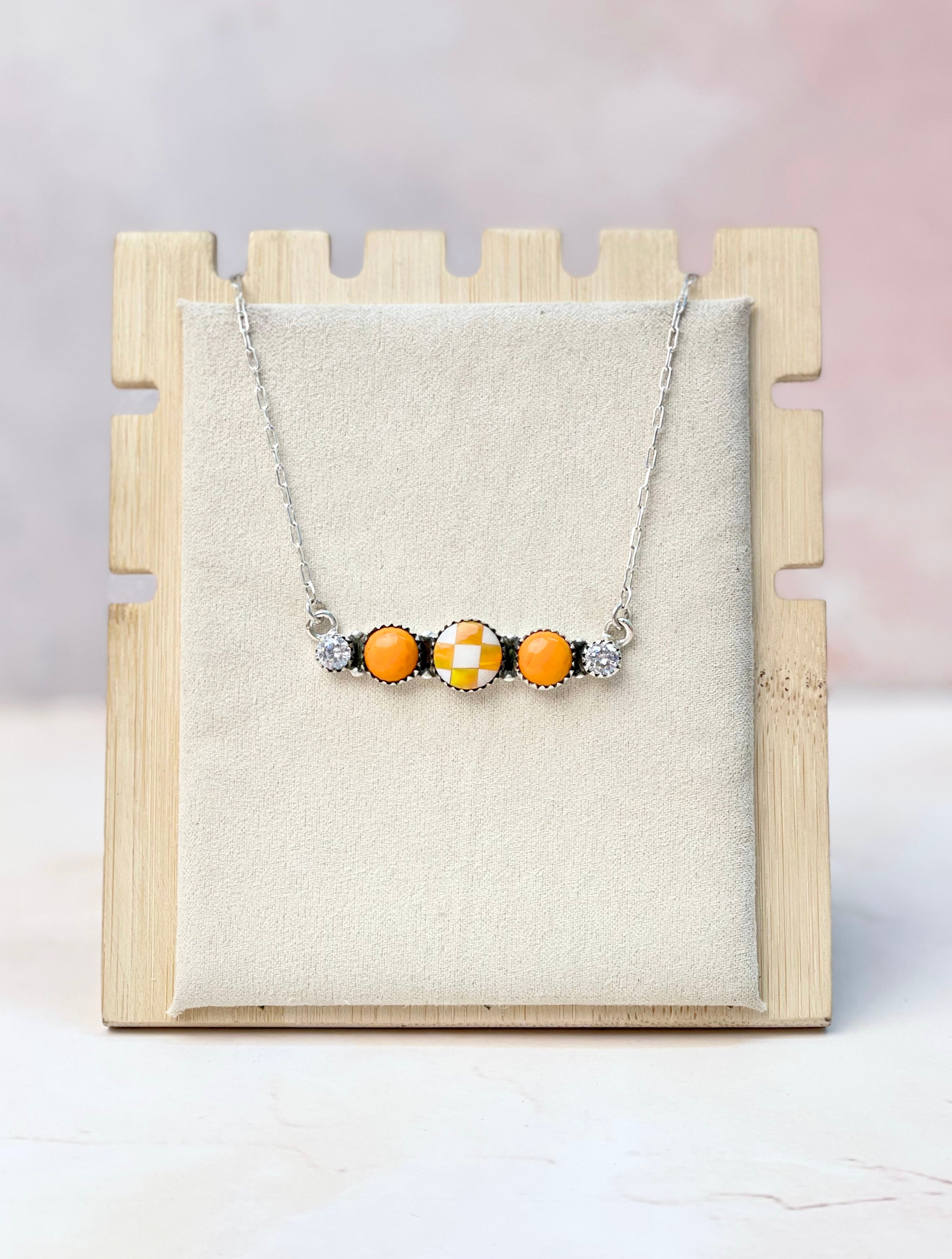 Tangerine Rosarita and Aurora Opal CZ Chain Necklace-Necklaces-Krush Kandy, Women's Online Fashion Boutique Located in Phoenix, Arizona (Scottsdale Area)