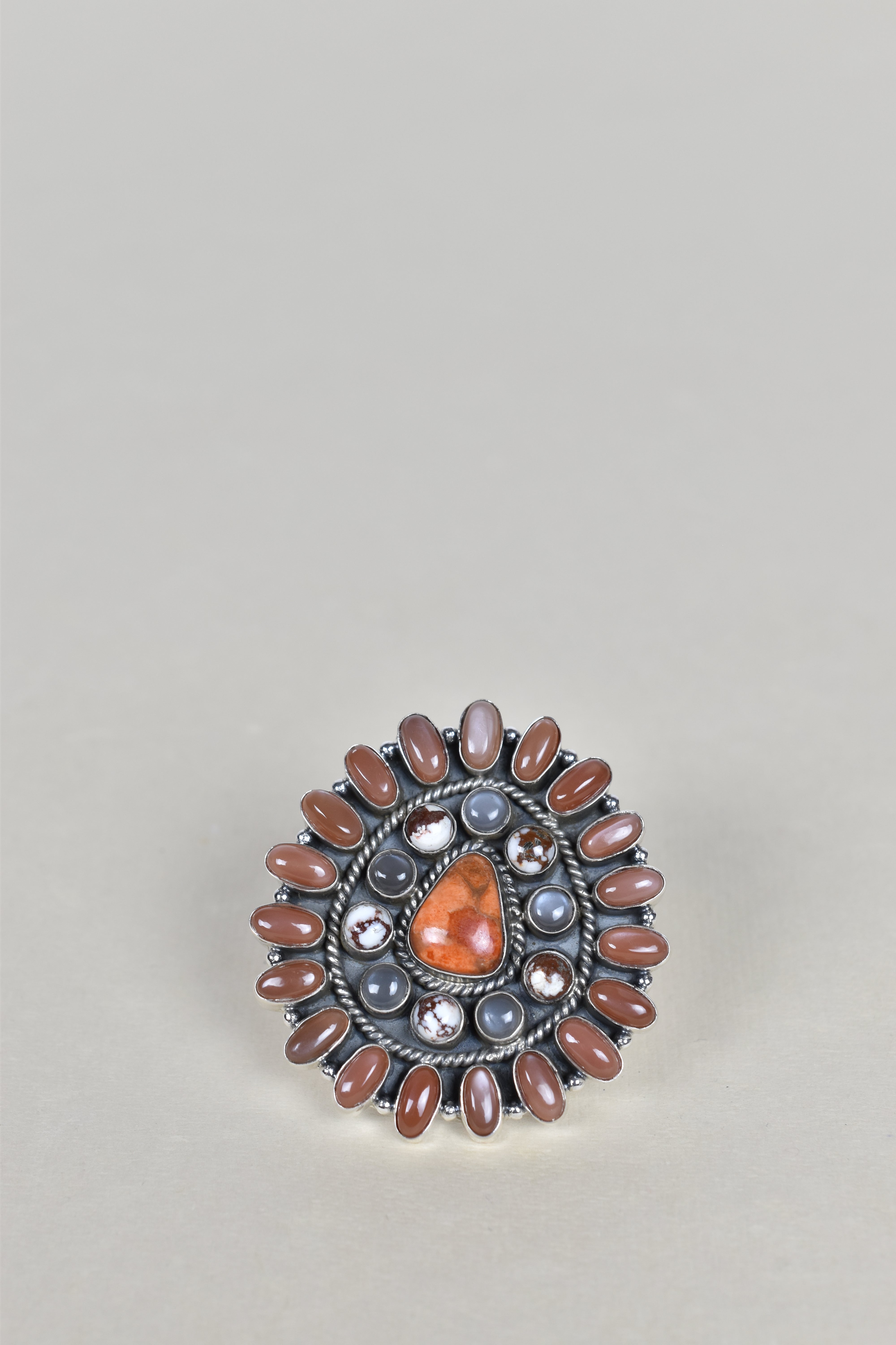 Choclate Moonstone, Wild Horse, Grey Moonstone One of A Kind Ring-Cluster Rings-Krush Kandy, Women's Online Fashion Boutique Located in Phoenix, Arizona (Scottsdale Area)