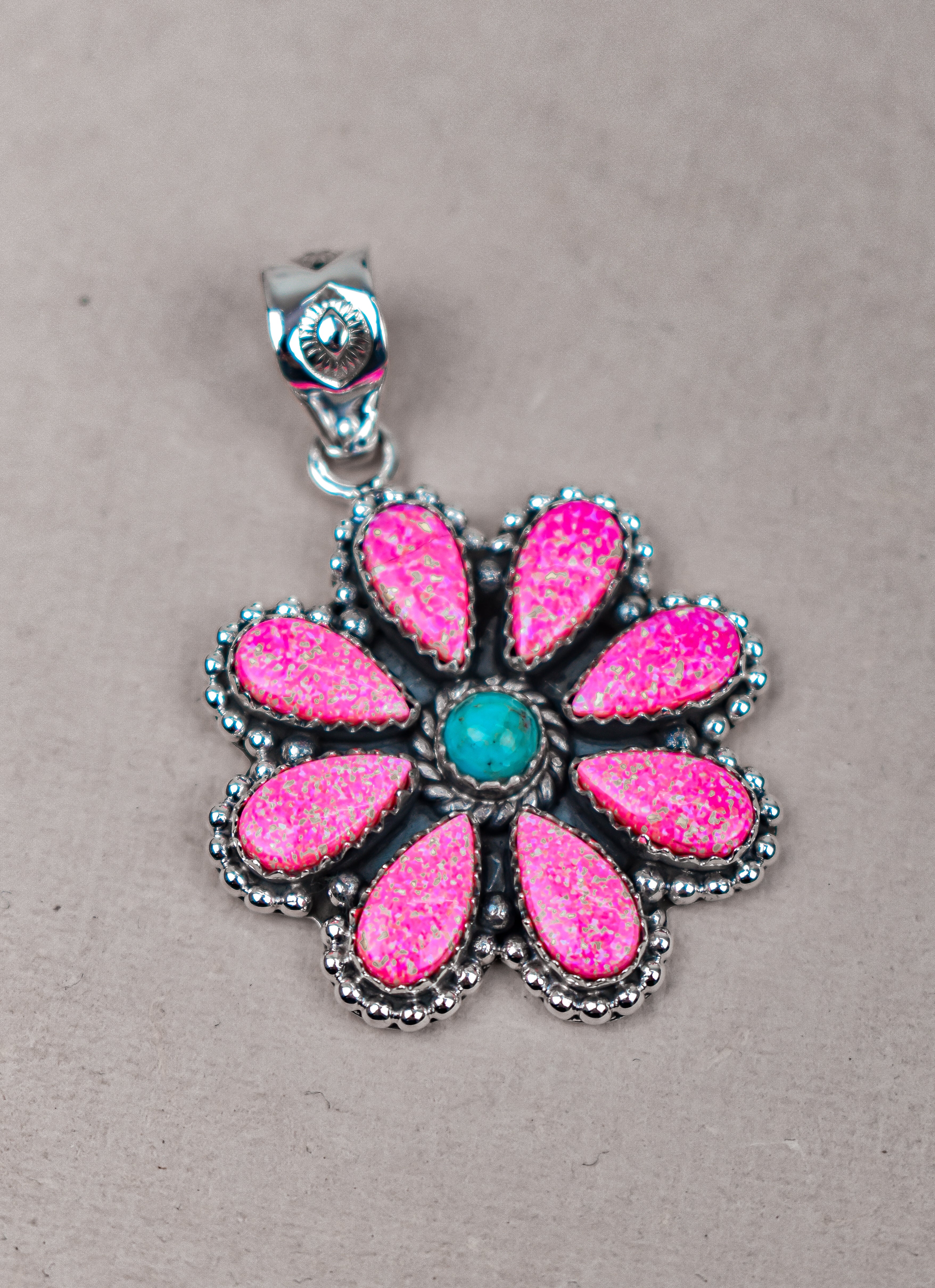Silver Blossom Gem Pendant-Pendant Necklaces-Krush Kandy, Women's Online Fashion Boutique Located in Phoenix, Arizona (Scottsdale Area)