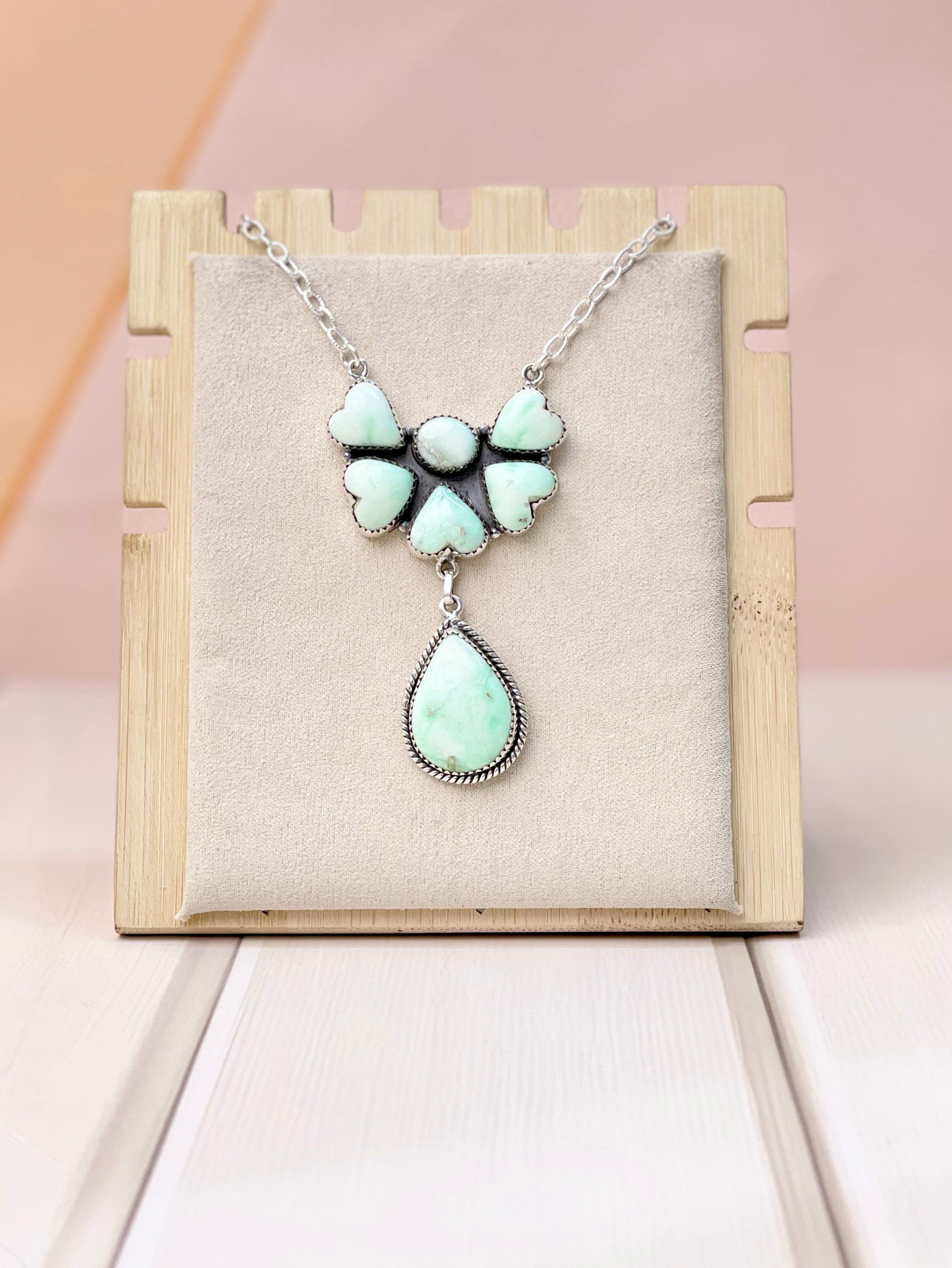 Paloma Heart Half Flower Drop Necklace-Necklaces-Krush Kandy, Women's Online Fashion Boutique Located in Phoenix, Arizona (Scottsdale Area)