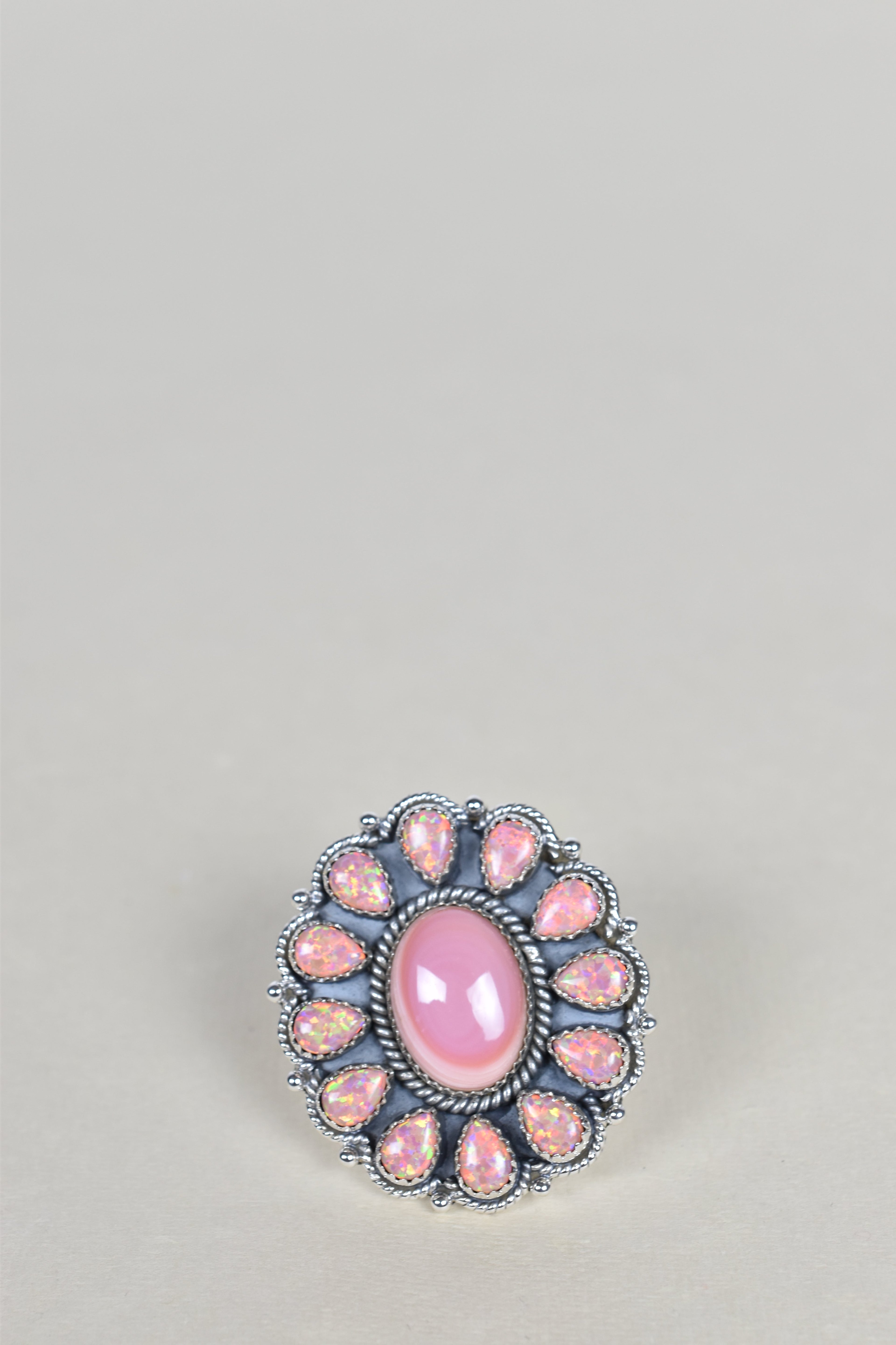 Pink Conch & Peach Opal One of A Kind Ring-Cluster Rings-Krush Kandy, Women's Online Fashion Boutique Located in Phoenix, Arizona (Scottsdale Area)