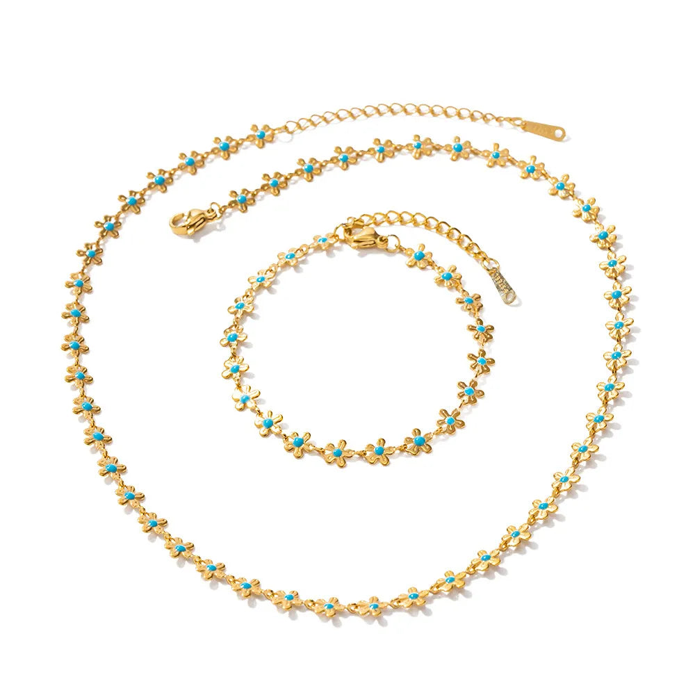 18K Gold-Plated Resin Beaded Necklace and Bracelet Jewelry Set-Jewelry Sets-Krush Kandy, Women's Online Fashion Boutique Located in Phoenix, Arizona (Scottsdale Area)