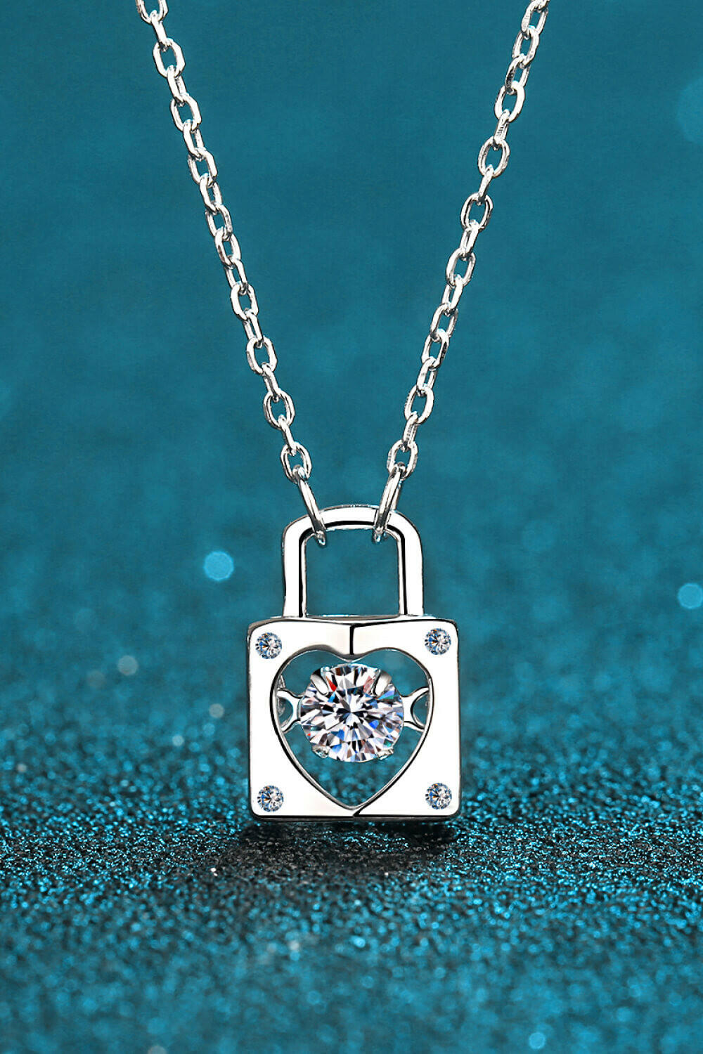 Moissanite Lock Pendant Necklace-Necklaces-Krush Kandy, Women's Online Fashion Boutique Located in Phoenix, Arizona (Scottsdale Area)