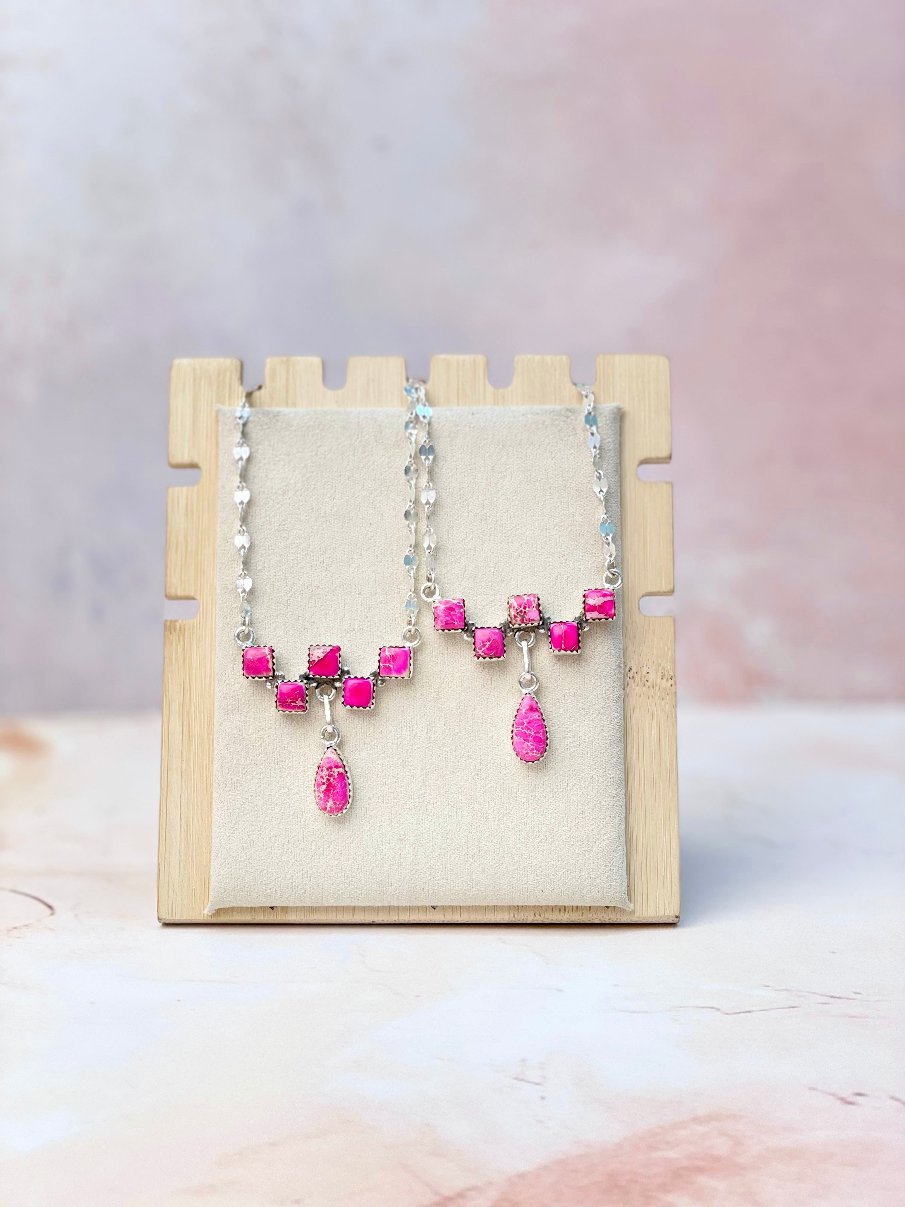 Desert Bar & Drop Jasper Fancy Chain Necklace-Necklaces-Krush Kandy, Women's Online Fashion Boutique Located in Phoenix, Arizona (Scottsdale Area)