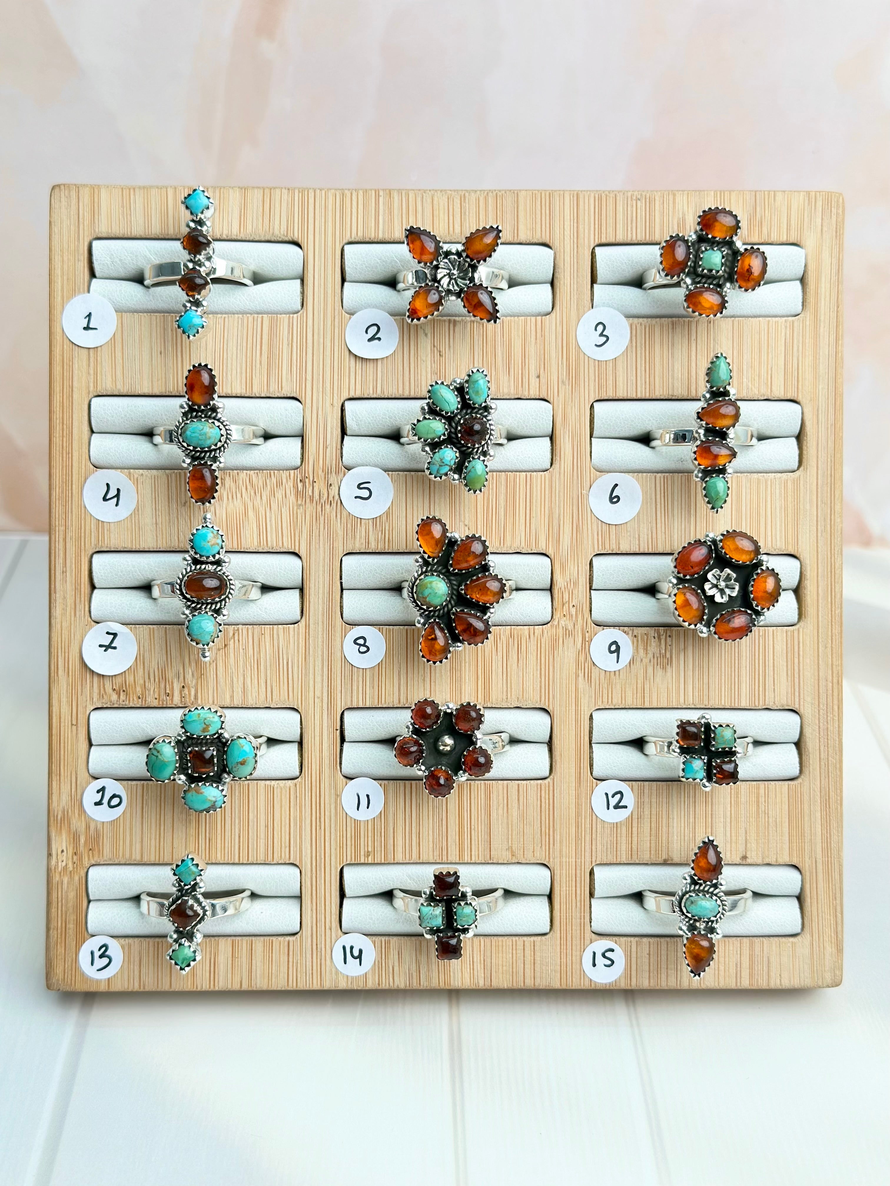 Amber & Turquoise One of a Kind Rings-Rings-Krush Kandy, Women's Online Fashion Boutique Located in Phoenix, Arizona (Scottsdale Area)