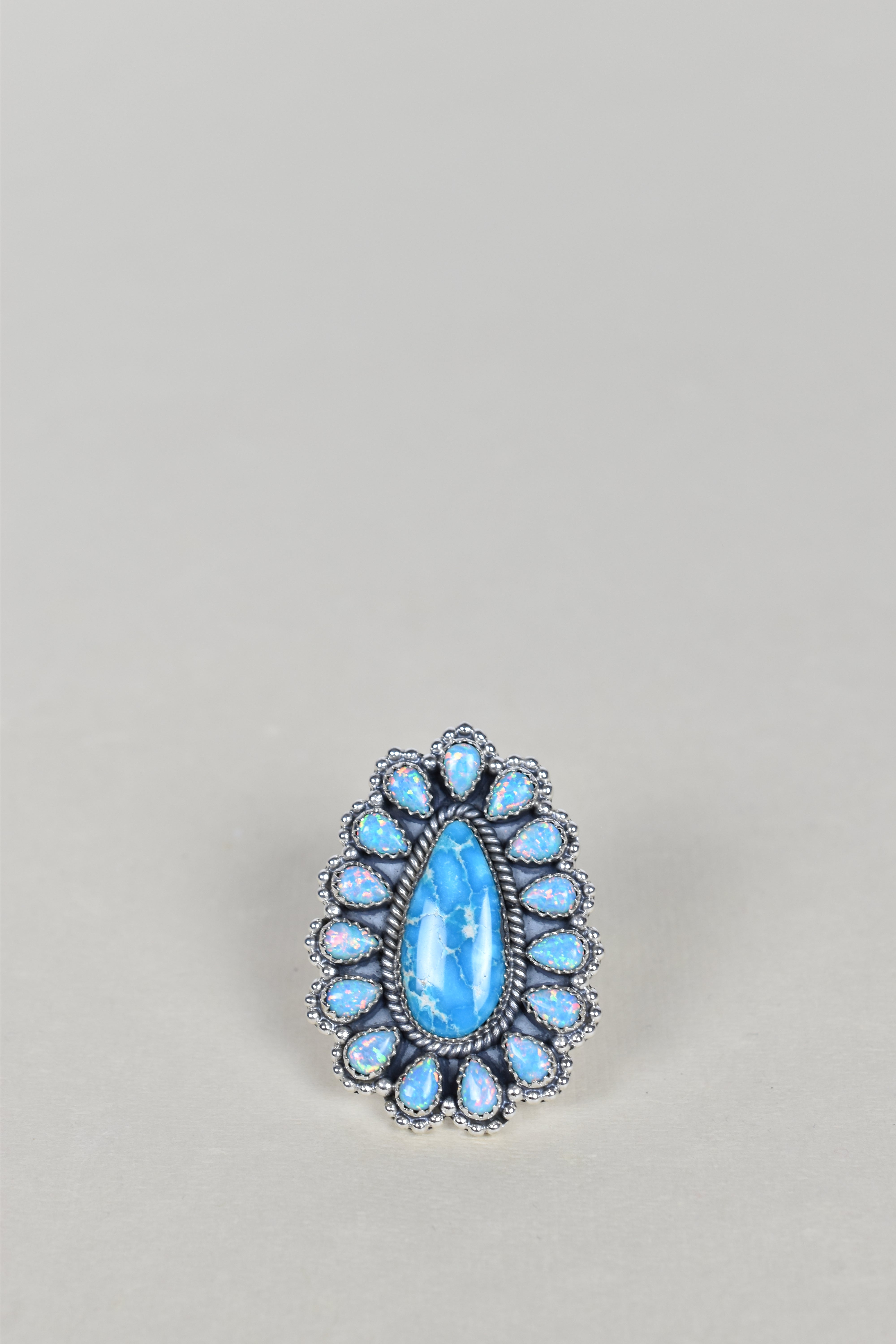 Blue Ridge Turquoise & Turquoise Opal One of A Kind Ring-Cluster Rings-Krush Kandy, Women's Online Fashion Boutique Located in Phoenix, Arizona (Scottsdale Area)
