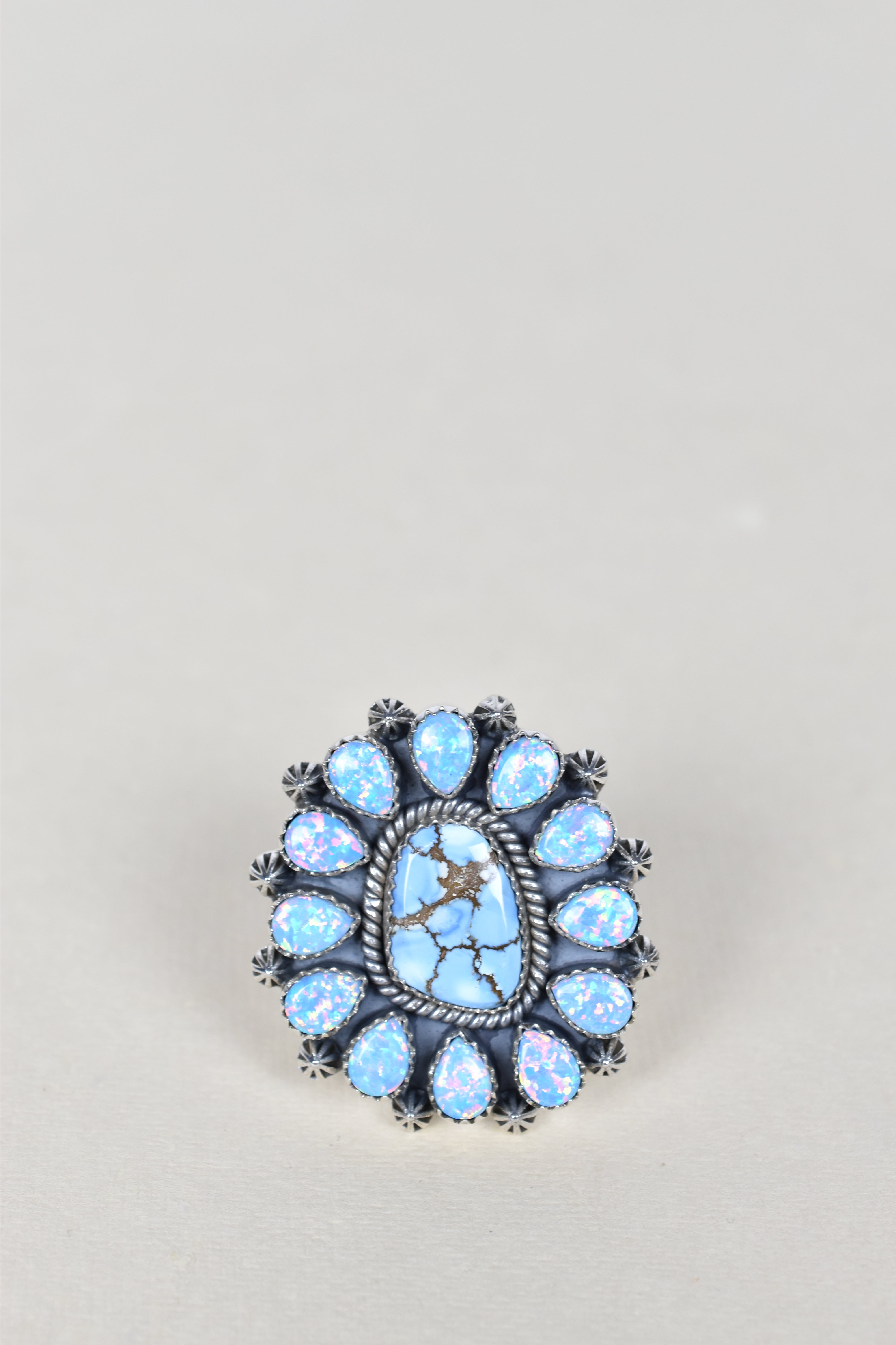 Golden Hills & Light Blue Opal One of A Kind Ring-Cluster Rings-Krush Kandy, Women's Online Fashion Boutique Located in Phoenix, Arizona (Scottsdale Area)