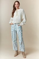White Knit Sweater with Wooden Buttons and Drawstring Detail-Sweaters-Krush Kandy, Women's Online Fashion Boutique Located in Phoenix, Arizona (Scottsdale Area)