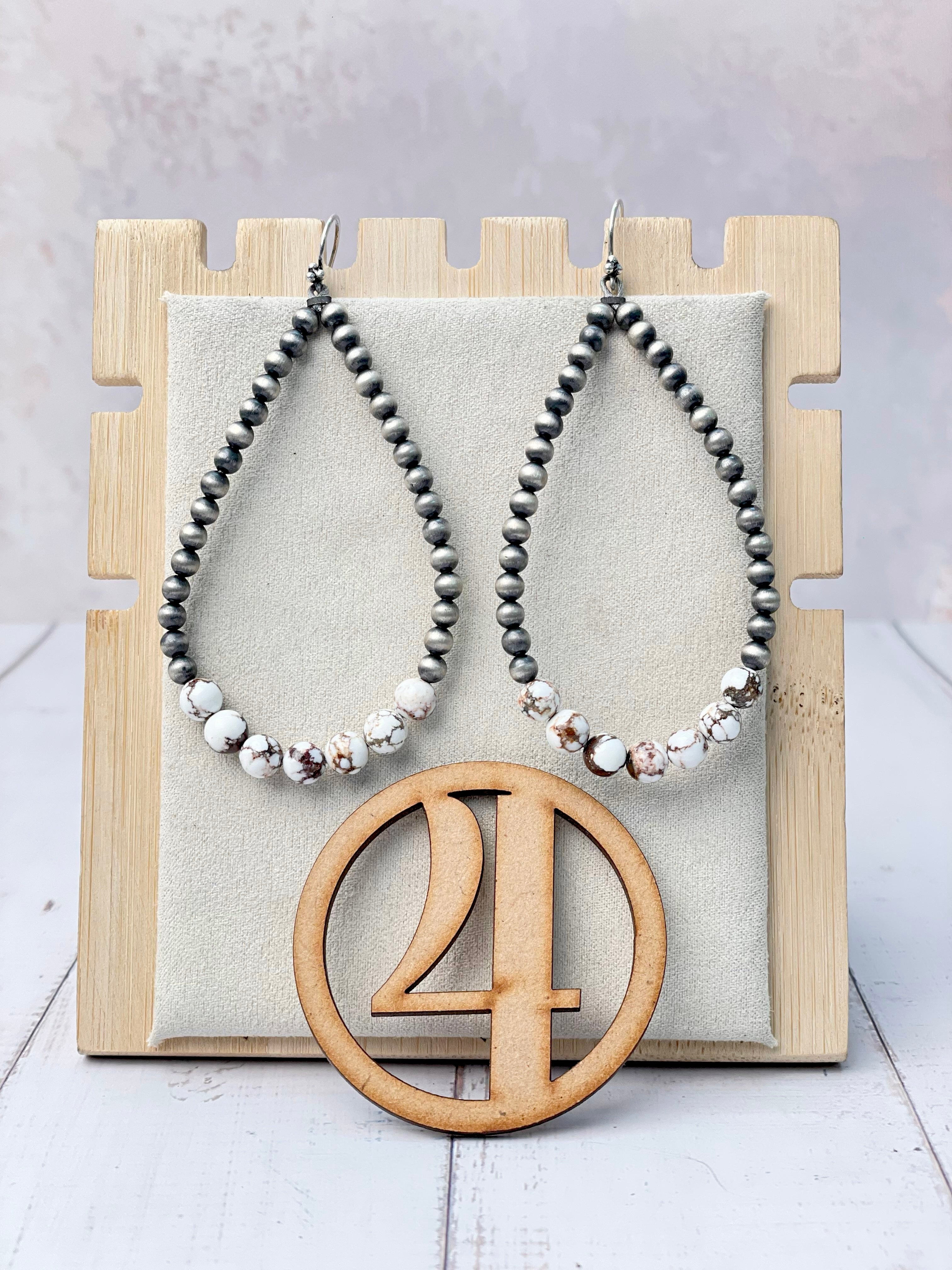 Desert Pearl & Stone Teardrop Earrings-Earrings-Krush Kandy, Women's Online Fashion Boutique Located in Phoenix, Arizona (Scottsdale Area)