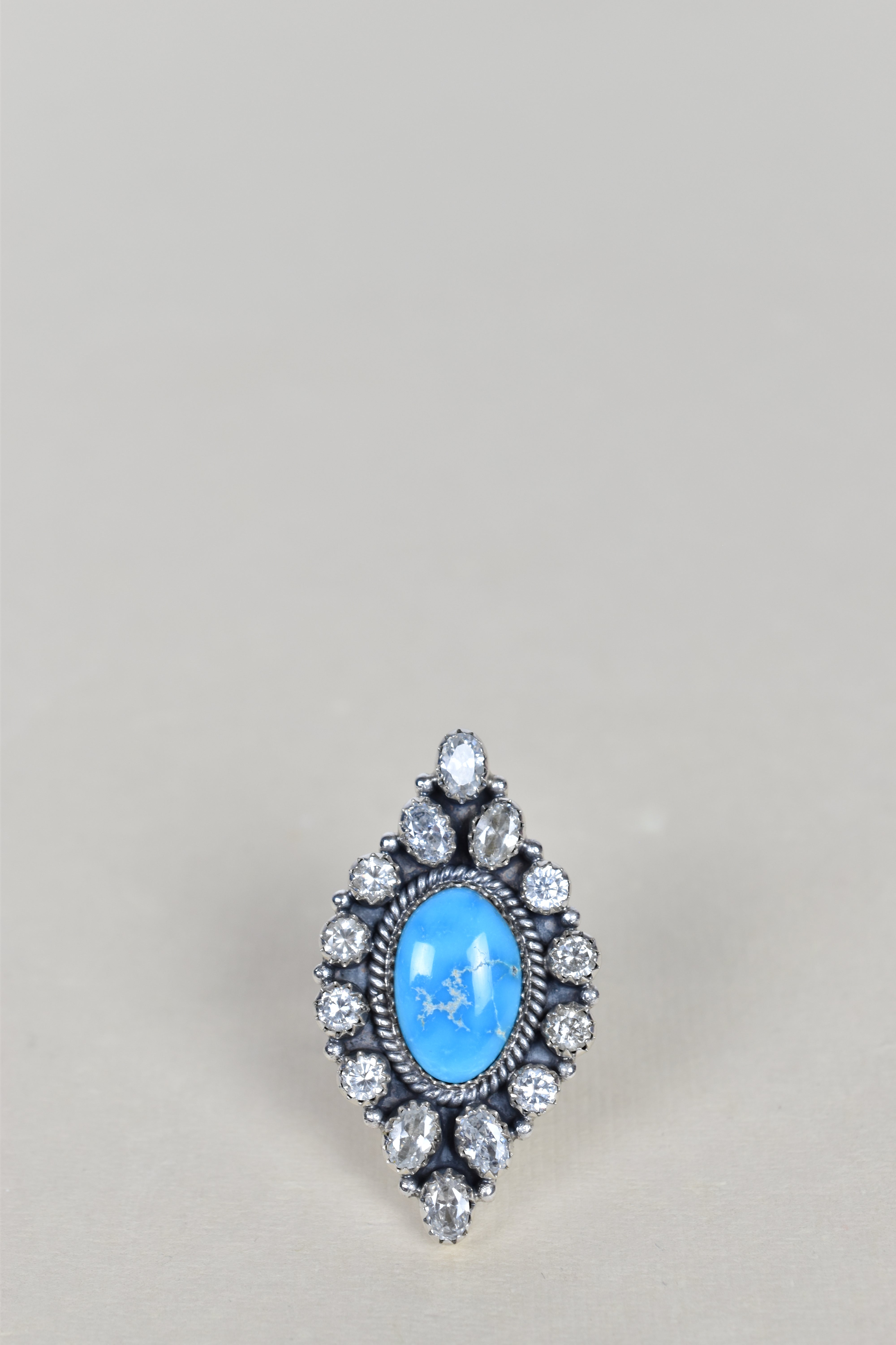 Blue Ridge Turquoise & Crystal One of A Kind Ring-Cluster Rings-Krush Kandy, Women's Online Fashion Boutique Located in Phoenix, Arizona (Scottsdale Area)