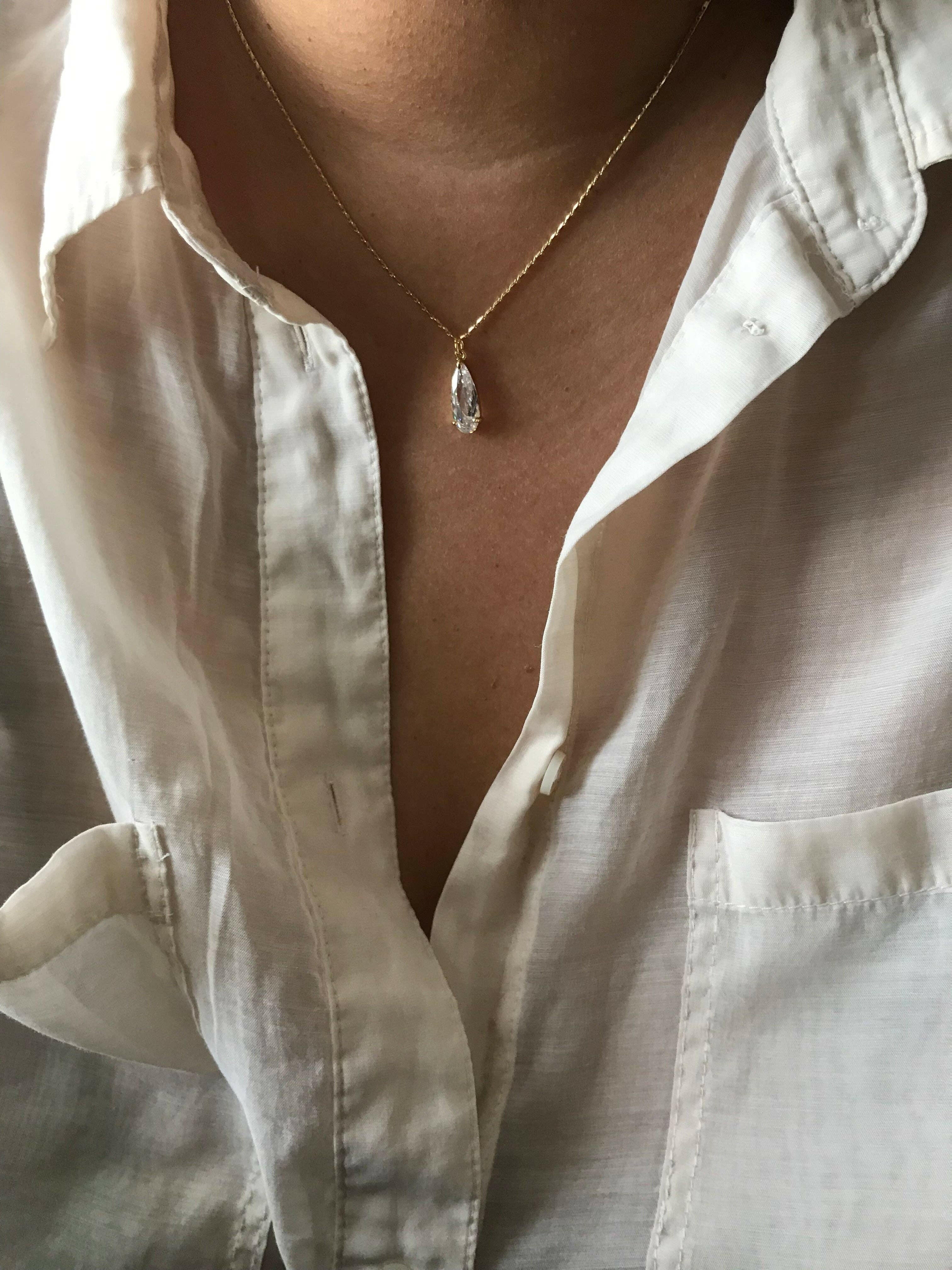 Crystal Teardrop Necklace-Necklace-Krush Kandy, Women's Online Fashion Boutique Located in Phoenix, Arizona (Scottsdale Area)