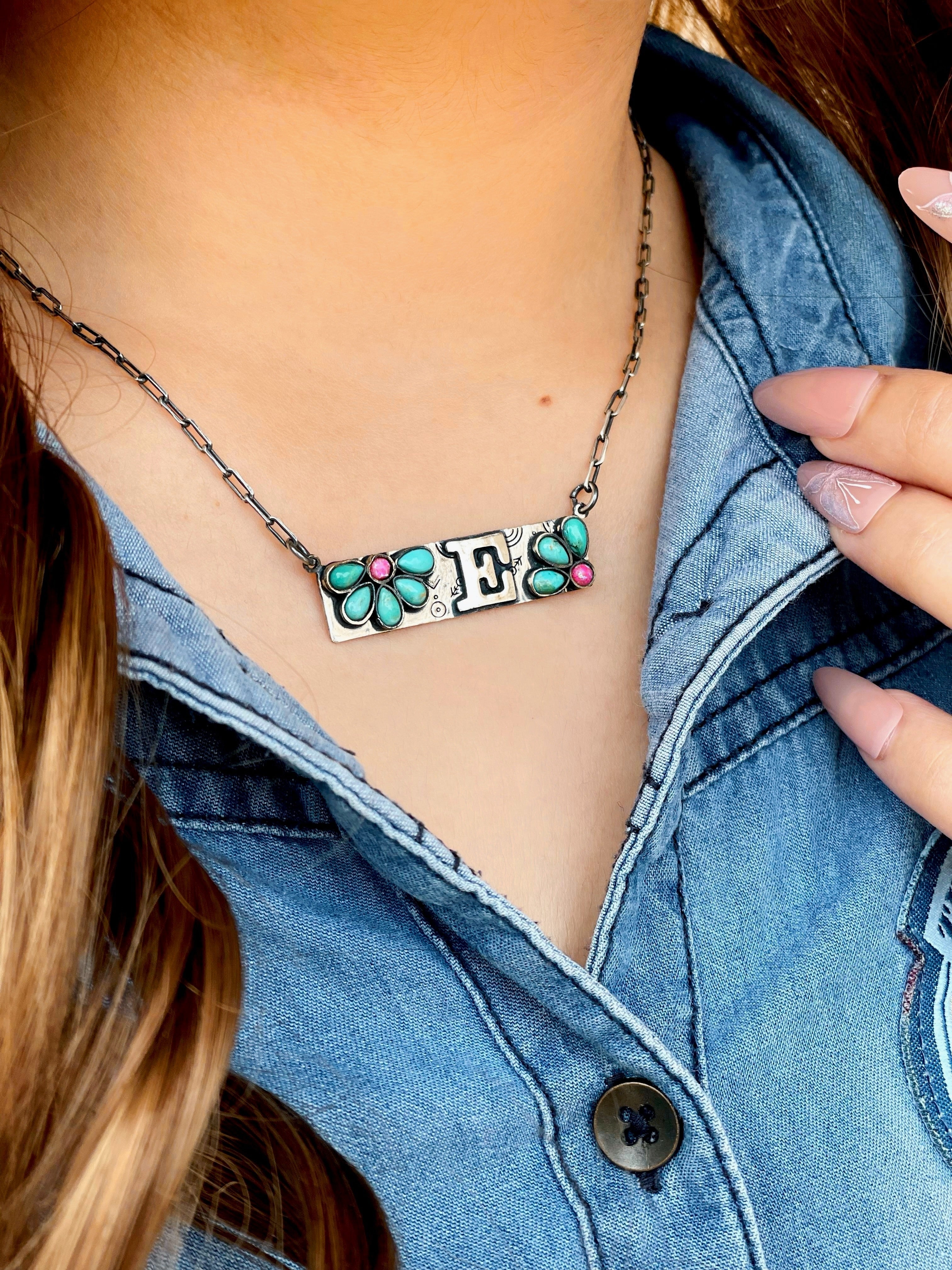 Initial Boho Daisy Bar Chain Necklace - MADE TO ORDER-Chain Necklaces-Krush Kandy, Women's Online Fashion Boutique Located in Phoenix, Arizona (Scottsdale Area)