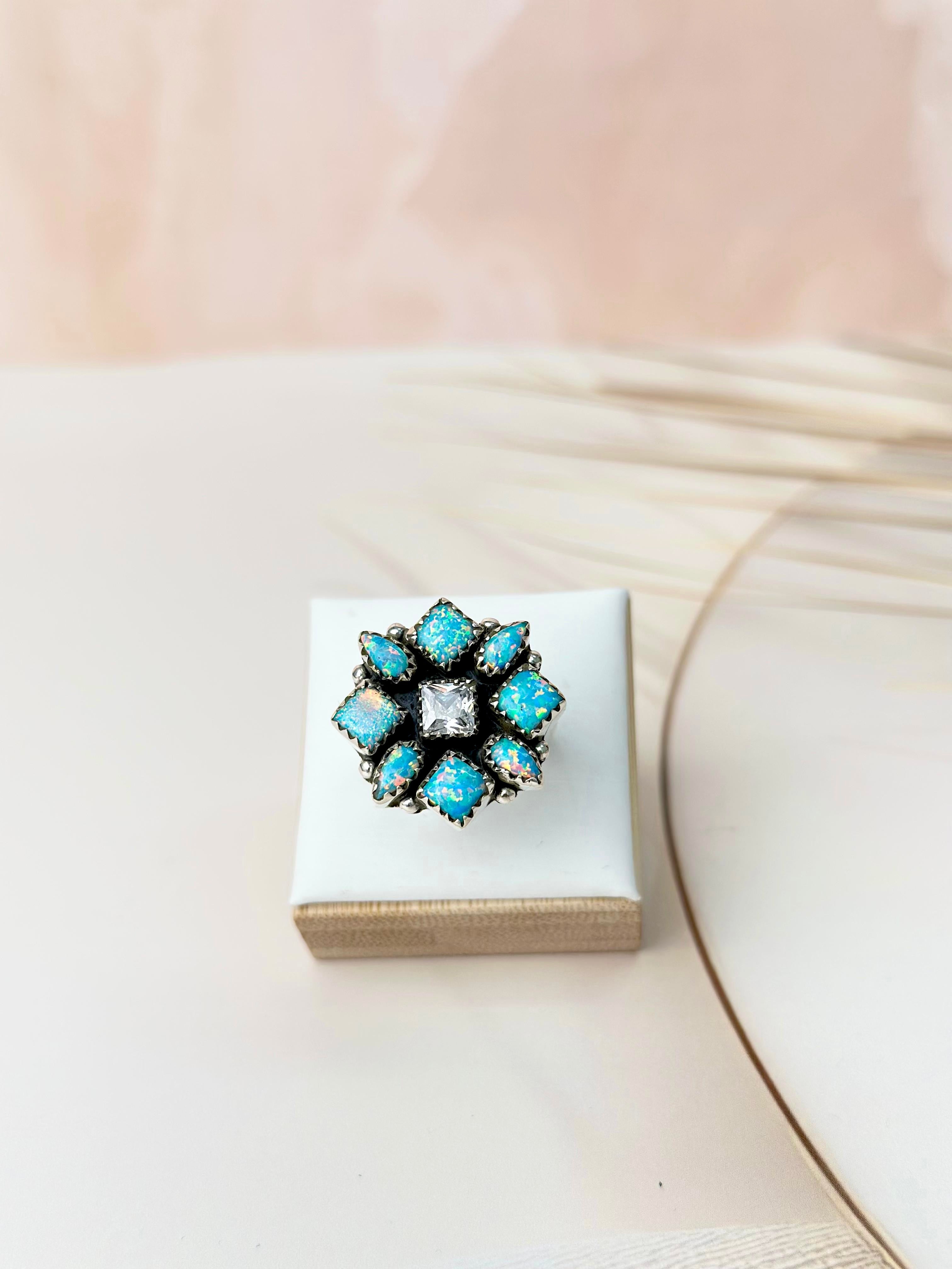 Multi Opal & Crystal Cluster Rings-Rings-Krush Kandy, Women's Online Fashion Boutique Located in Phoenix, Arizona (Scottsdale Area)