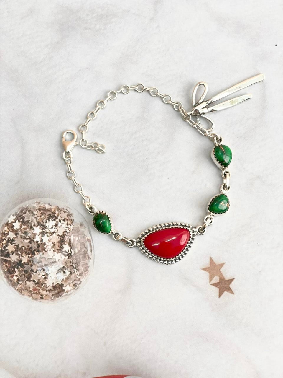 Christmas in Kandyland Bow Charm Bracelet-Bracelets-Krush Kandy, Women's Online Fashion Boutique Located in Phoenix, Arizona (Scottsdale Area)