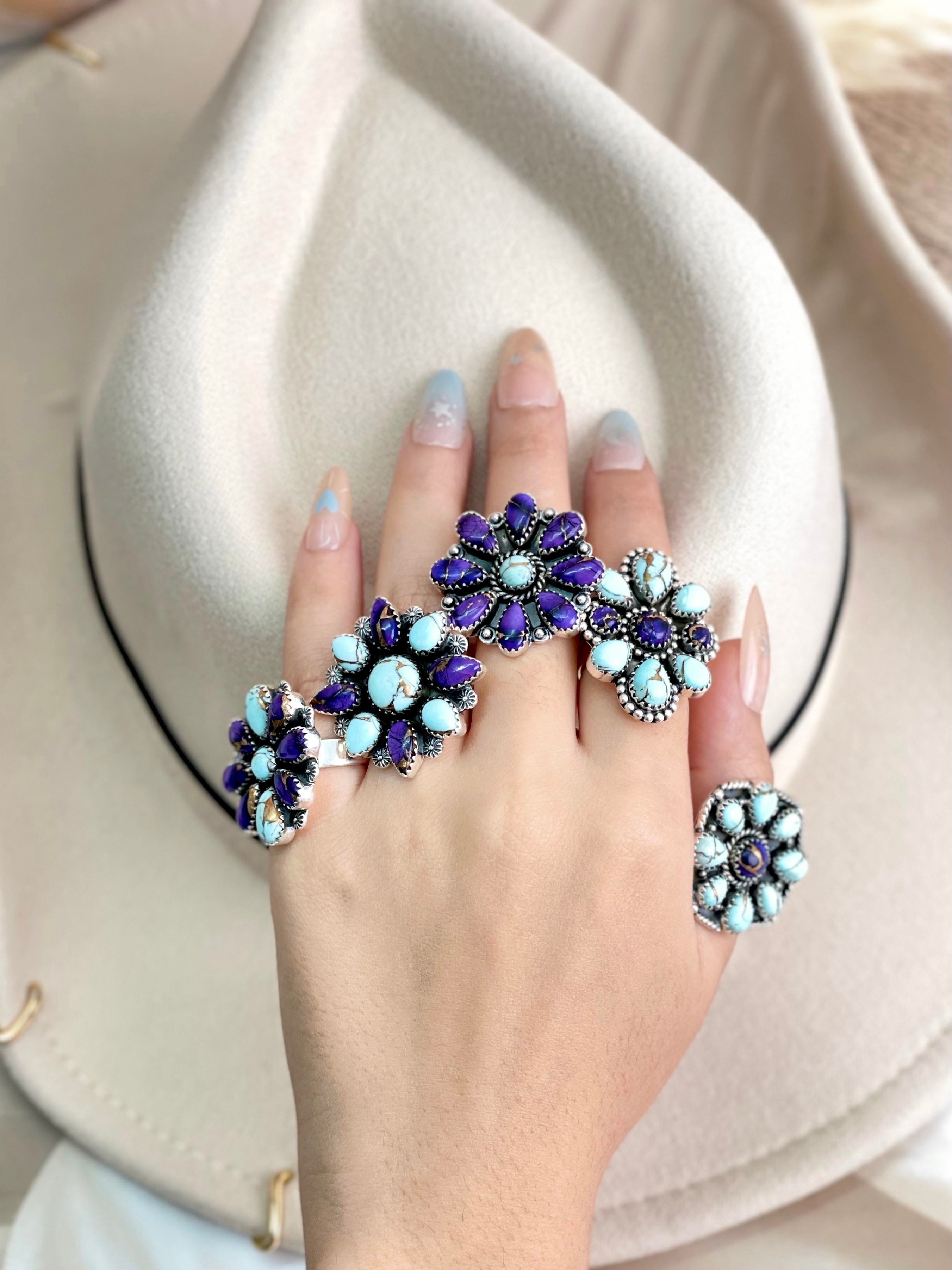 Perfect Touch Multi Dahlia Ring Clusters-Rings-Krush Kandy, Women's Online Fashion Boutique Located in Phoenix, Arizona (Scottsdale Area)
