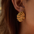 18K Gold-Plated Shell Stud Earrings-Earrings-Krush Kandy, Women's Online Fashion Boutique Located in Phoenix, Arizona (Scottsdale Area)