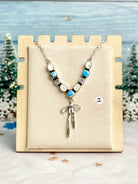 Winter Frost Golden Hills & White Shell Bow Necklace-Necklaces-Krush Kandy, Women's Online Fashion Boutique Located in Phoenix, Arizona (Scottsdale Area)