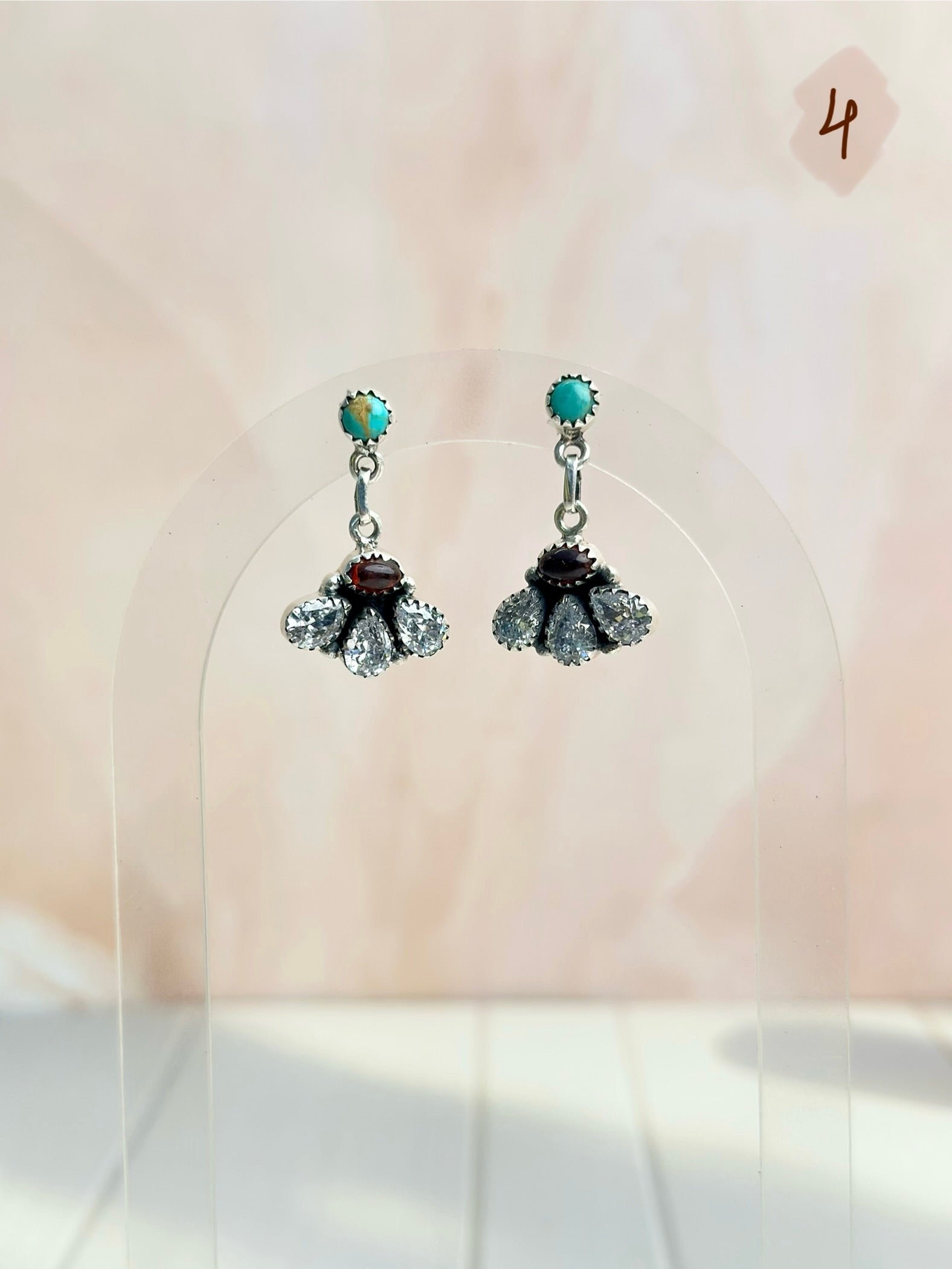 Amber, Turquoise & Crystals Mixed Earrings-Earrings-Krush Kandy, Women's Online Fashion Boutique Located in Phoenix, Arizona (Scottsdale Area)