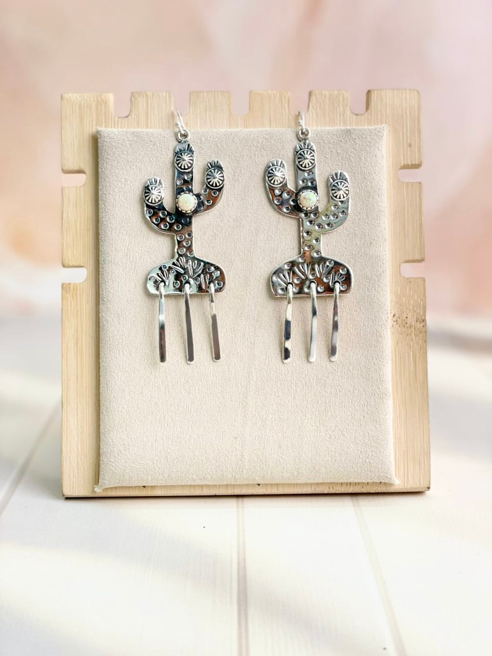 Boho Fringe Cactus Opal Dangle Earrings-Earrings-Krush Kandy, Women's Online Fashion Boutique Located in Phoenix, Arizona (Scottsdale Area)
