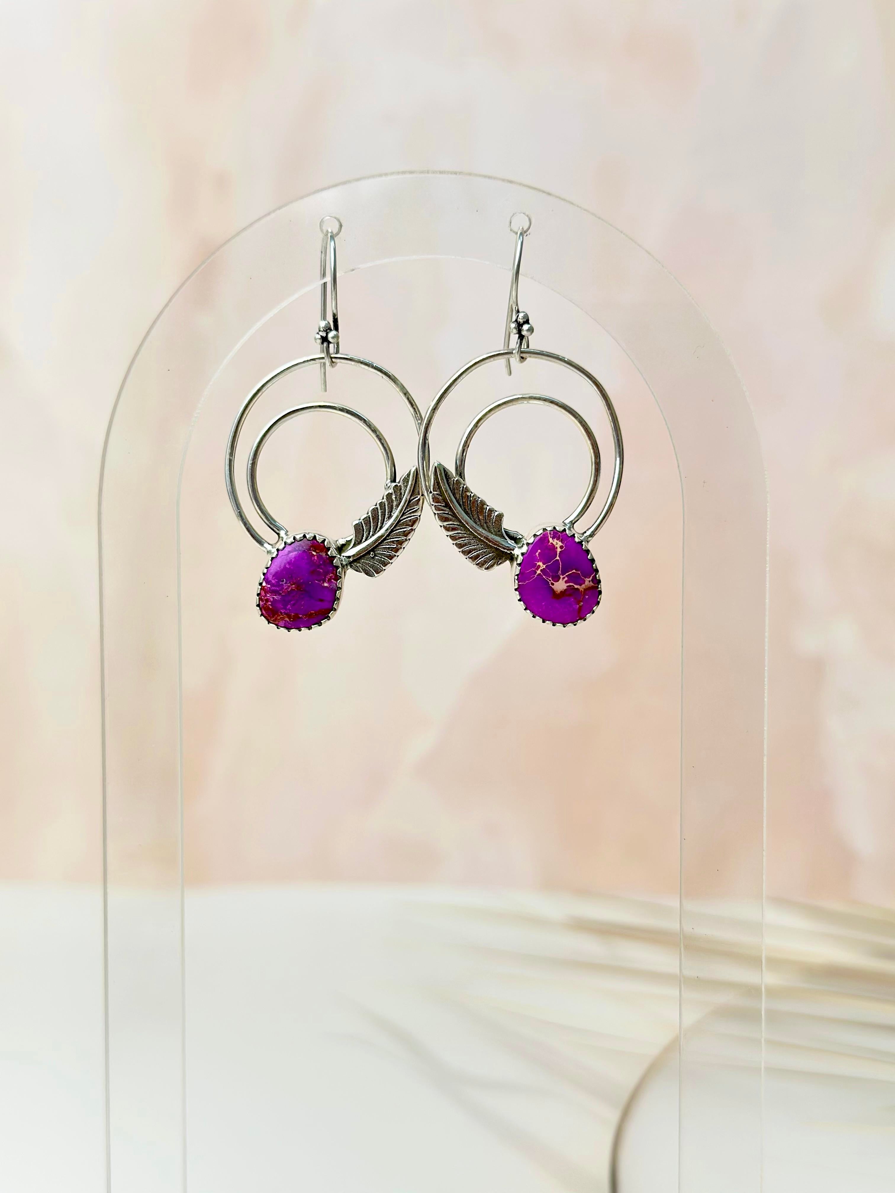 Light As A Feather Sterling Jasper Single Stone Hoops-Earrings-Krush Kandy, Women's Online Fashion Boutique Located in Phoenix, Arizona (Scottsdale Area)
