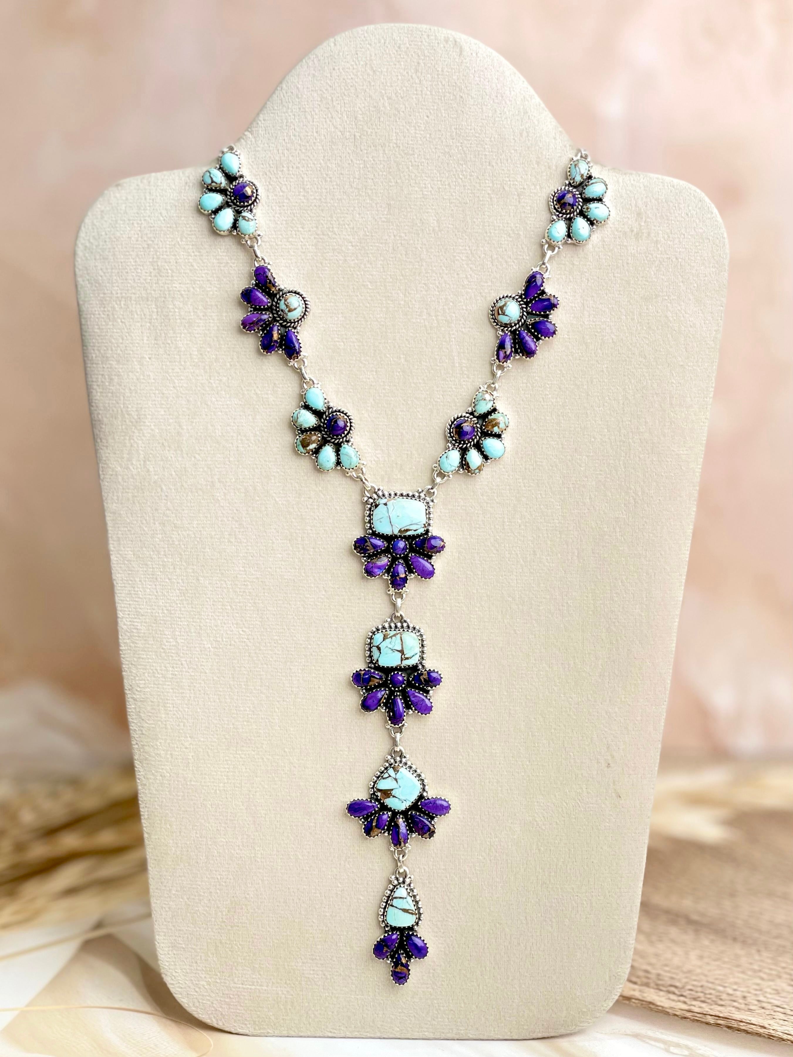 Boho Wishes Multi Dahlia Cluster Necklace-Necklaces-Krush Kandy, Women's Online Fashion Boutique Located in Phoenix, Arizona (Scottsdale Area)