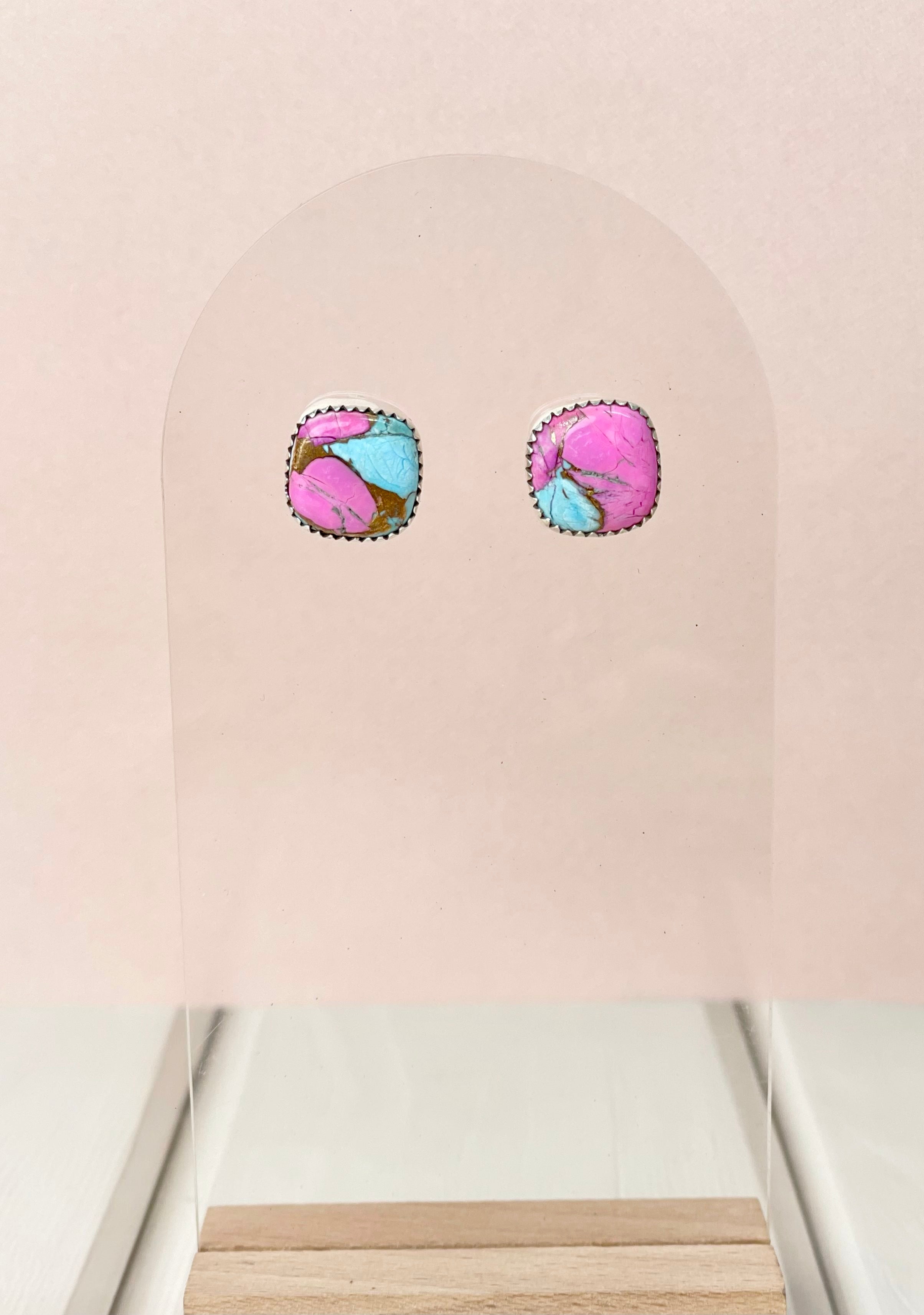 Cotton Candy Slab Studs Bno. 28-Earrings-Krush Kandy, Women's Online Fashion Boutique Located in Phoenix, Arizona (Scottsdale Area)