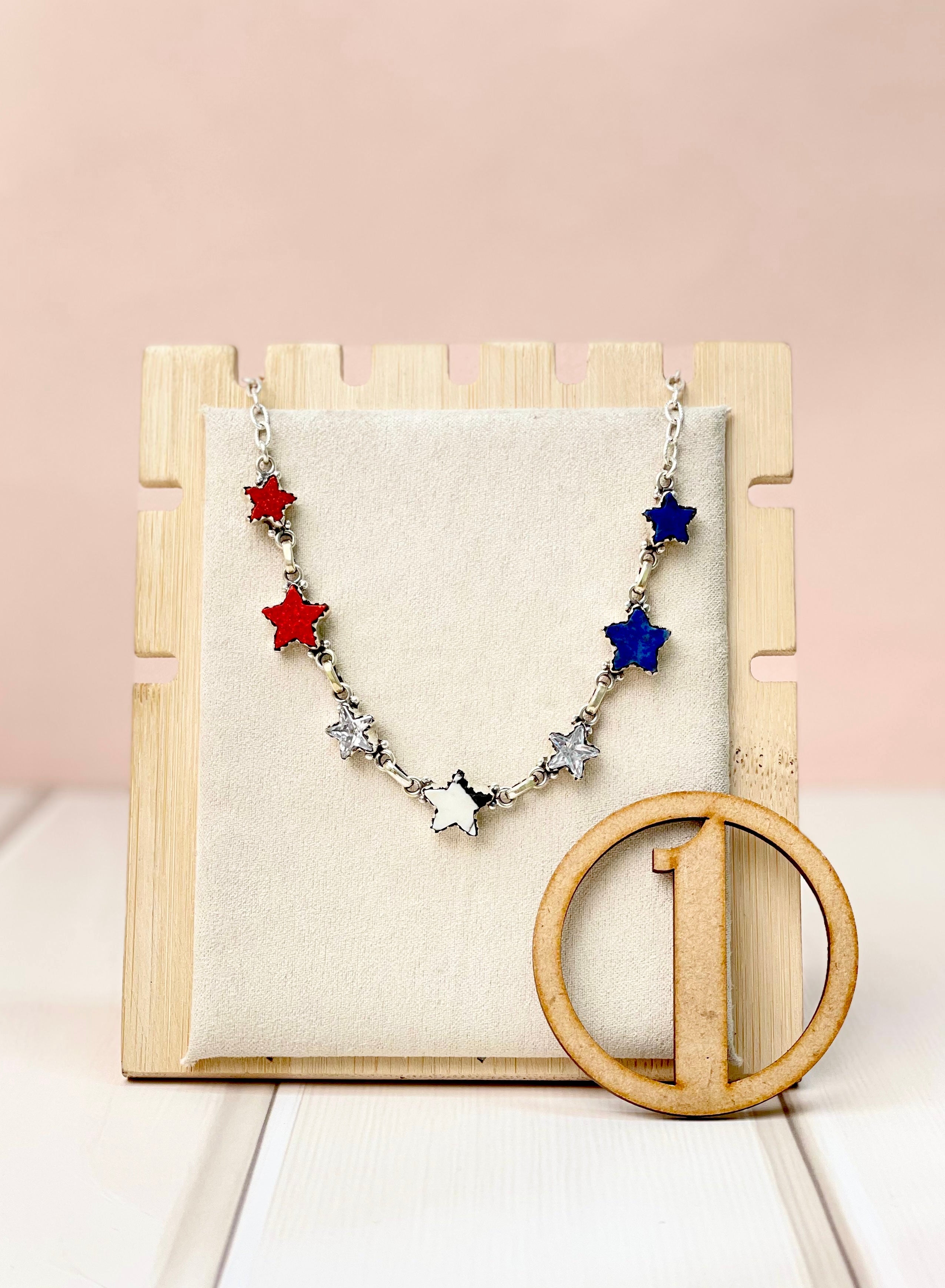 Red, White & Stars Layers Necklace-Necklaces-Krush Kandy, Women's Online Fashion Boutique Located in Phoenix, Arizona (Scottsdale Area)