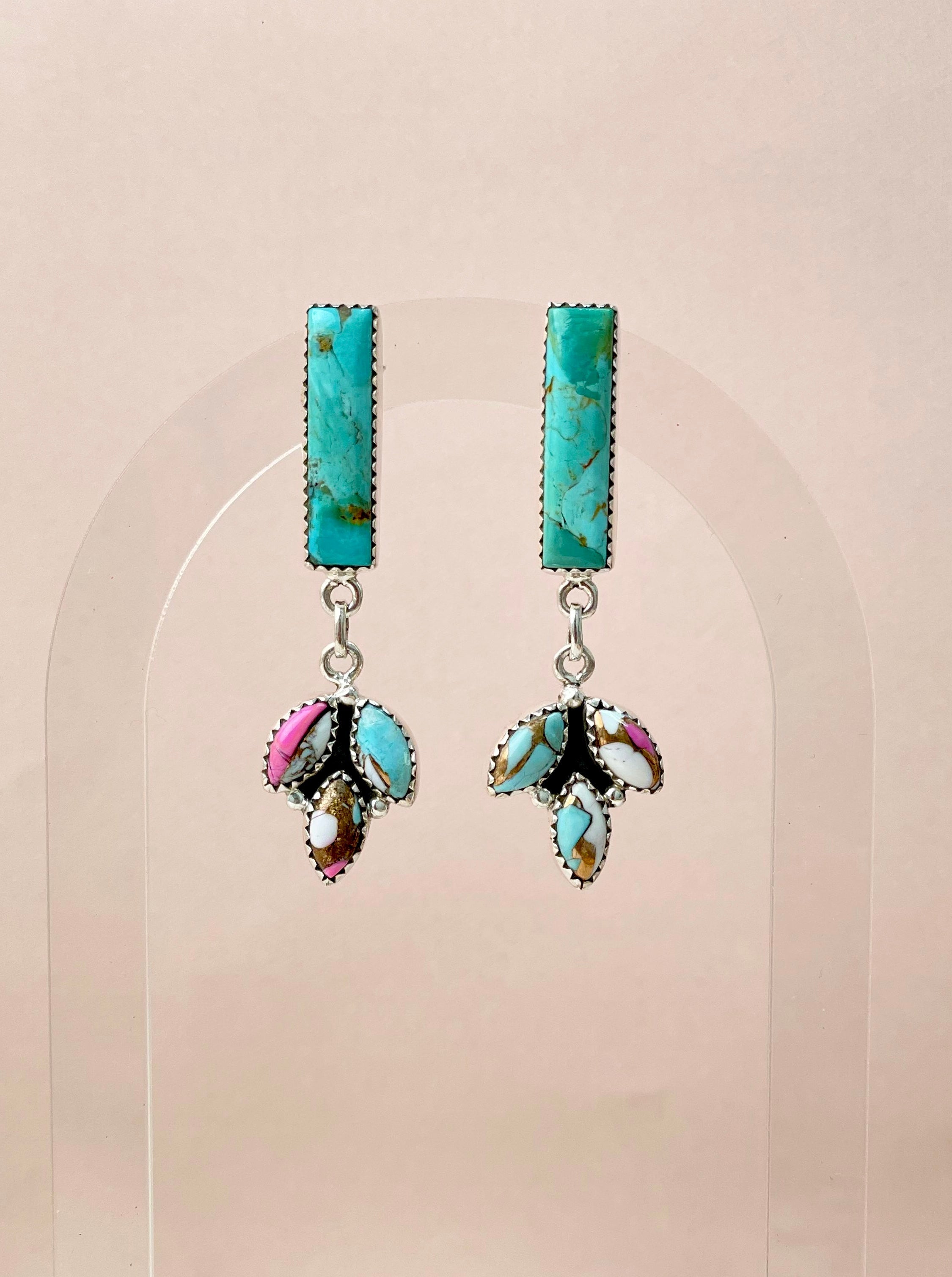 Cotton Candy & Turquoise Bar Earrings-Earrings-Krush Kandy, Women's Online Fashion Boutique Located in Phoenix, Arizona (Scottsdale Area)