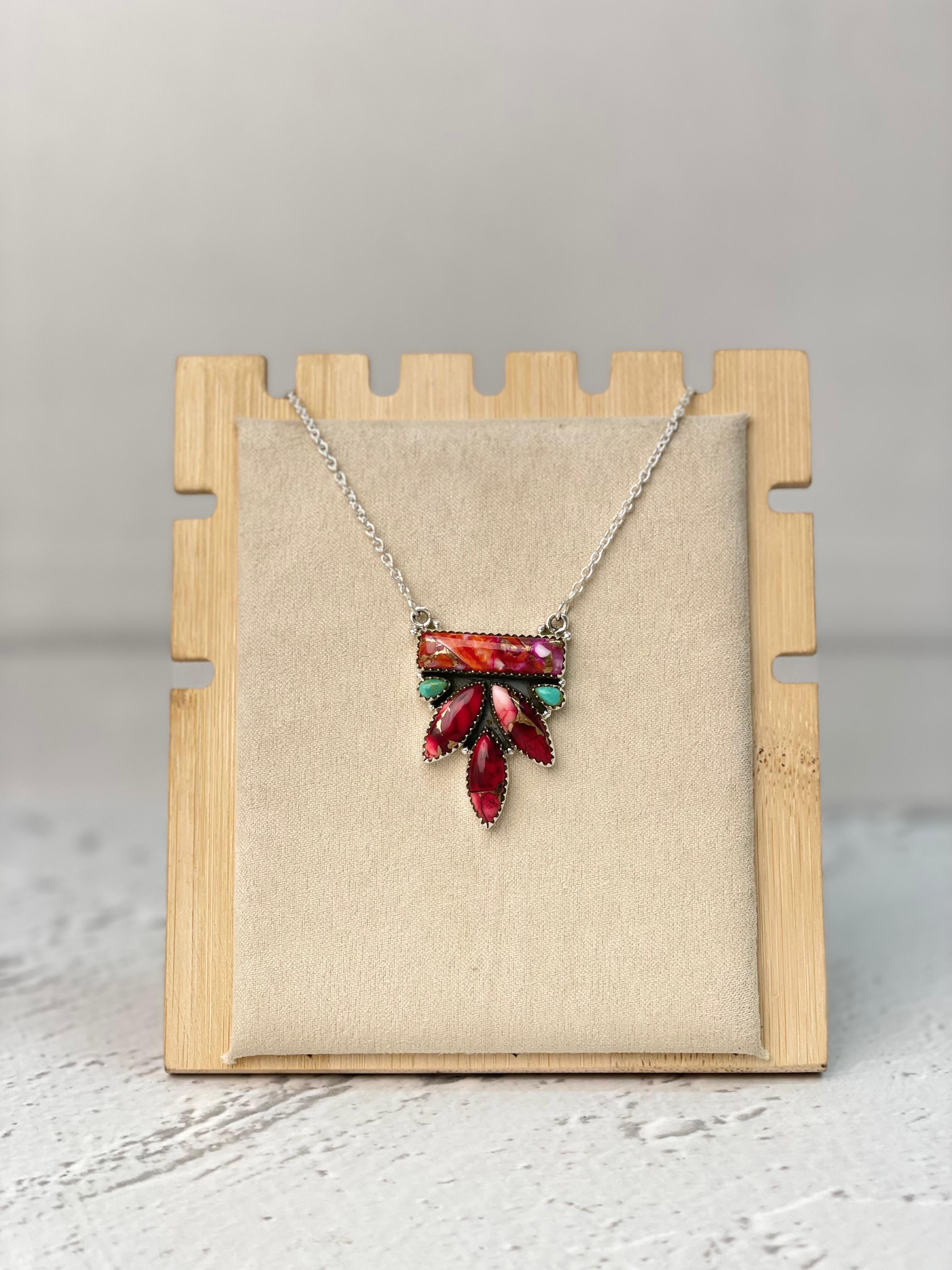 Starburst & Red Dahlia Necklace sno 52-Necklaces-Krush Kandy, Women's Online Fashion Boutique Located in Phoenix, Arizona (Scottsdale Area)