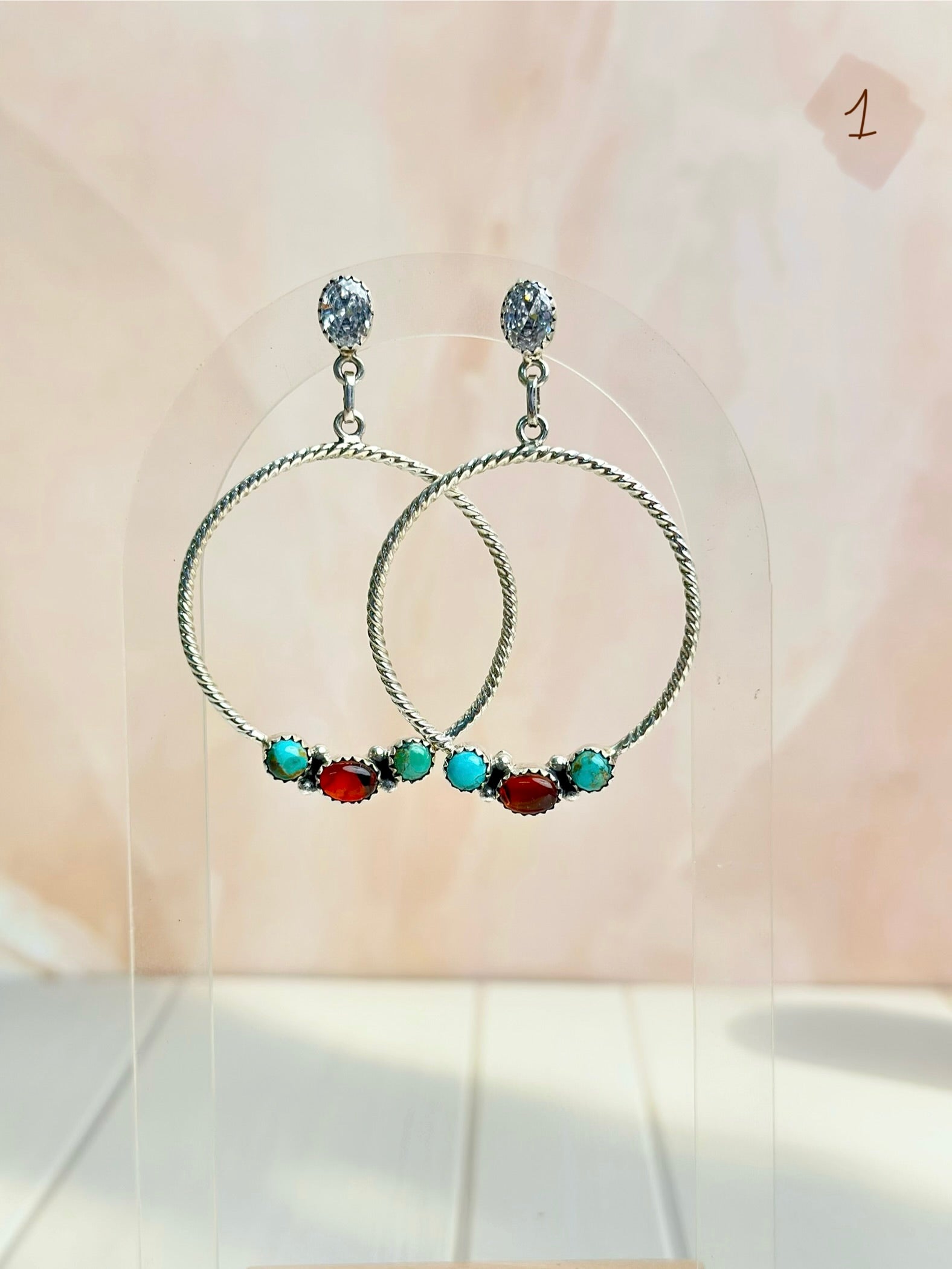 Amber, Turquoise & Crystal Boho Hoops-Earrings-Krush Kandy, Women's Online Fashion Boutique Located in Phoenix, Arizona (Scottsdale Area)
