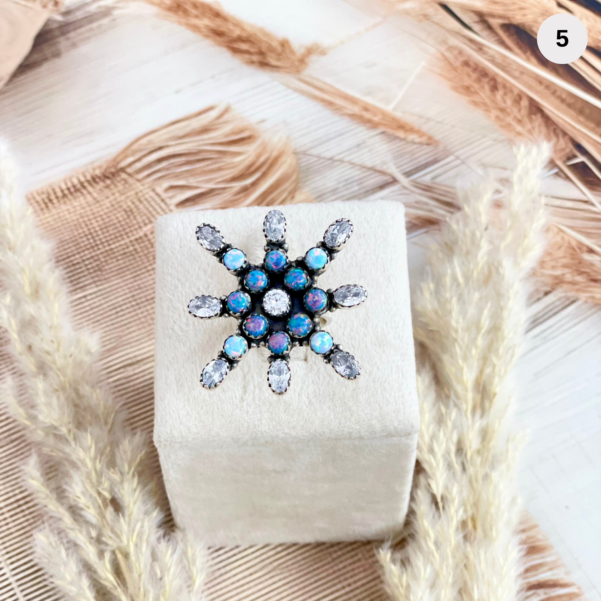 Winter's Opal Snowflake Stone Ring-Ring Sizers-Krush Kandy, Women's Online Fashion Boutique Located in Phoenix, Arizona (Scottsdale Area)